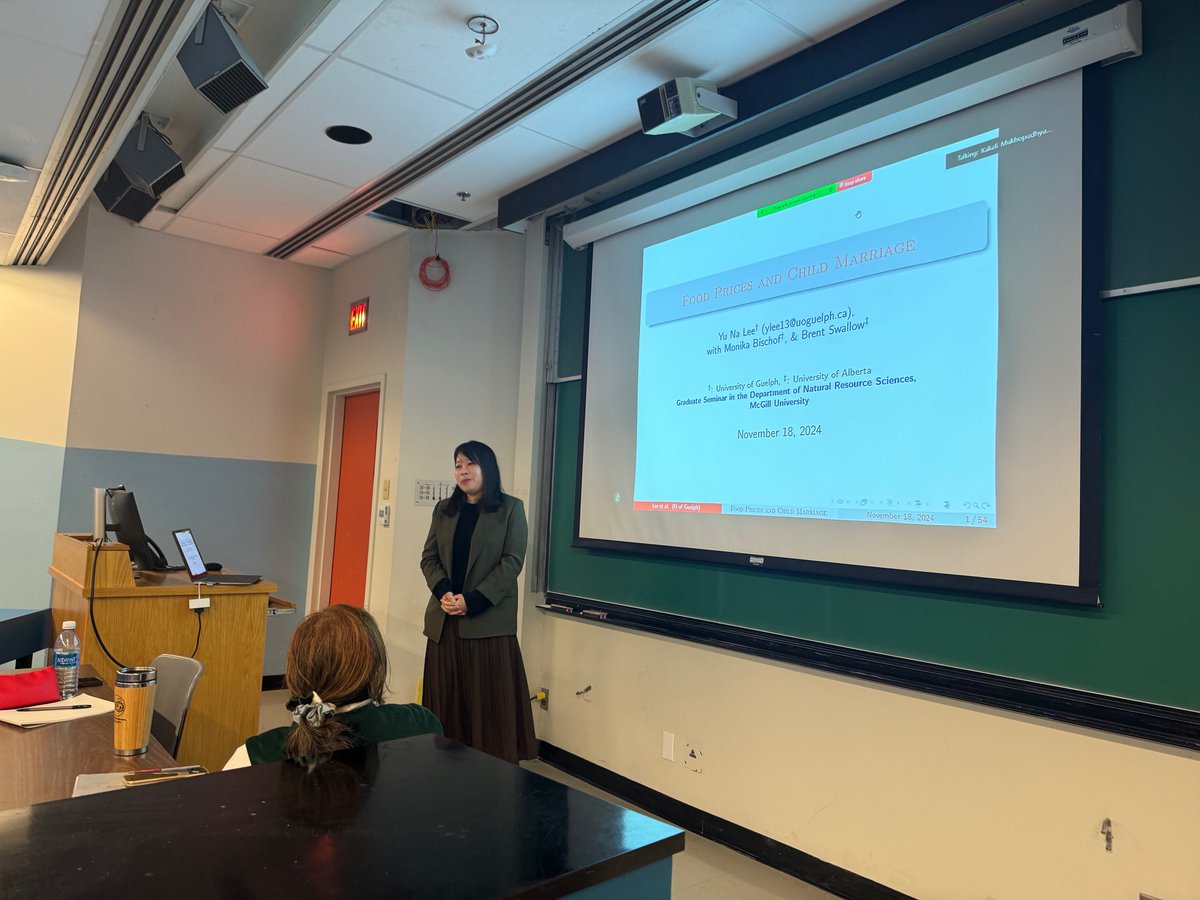 We are very grateful to have had Yu Na Lee from the University of Guelph present her fascinating work on food prices and child marriage in seminar yesterday. Thank you Yu Na, please come again! <a href="/yu_na_lee0120/">Yu Na Lee</a>