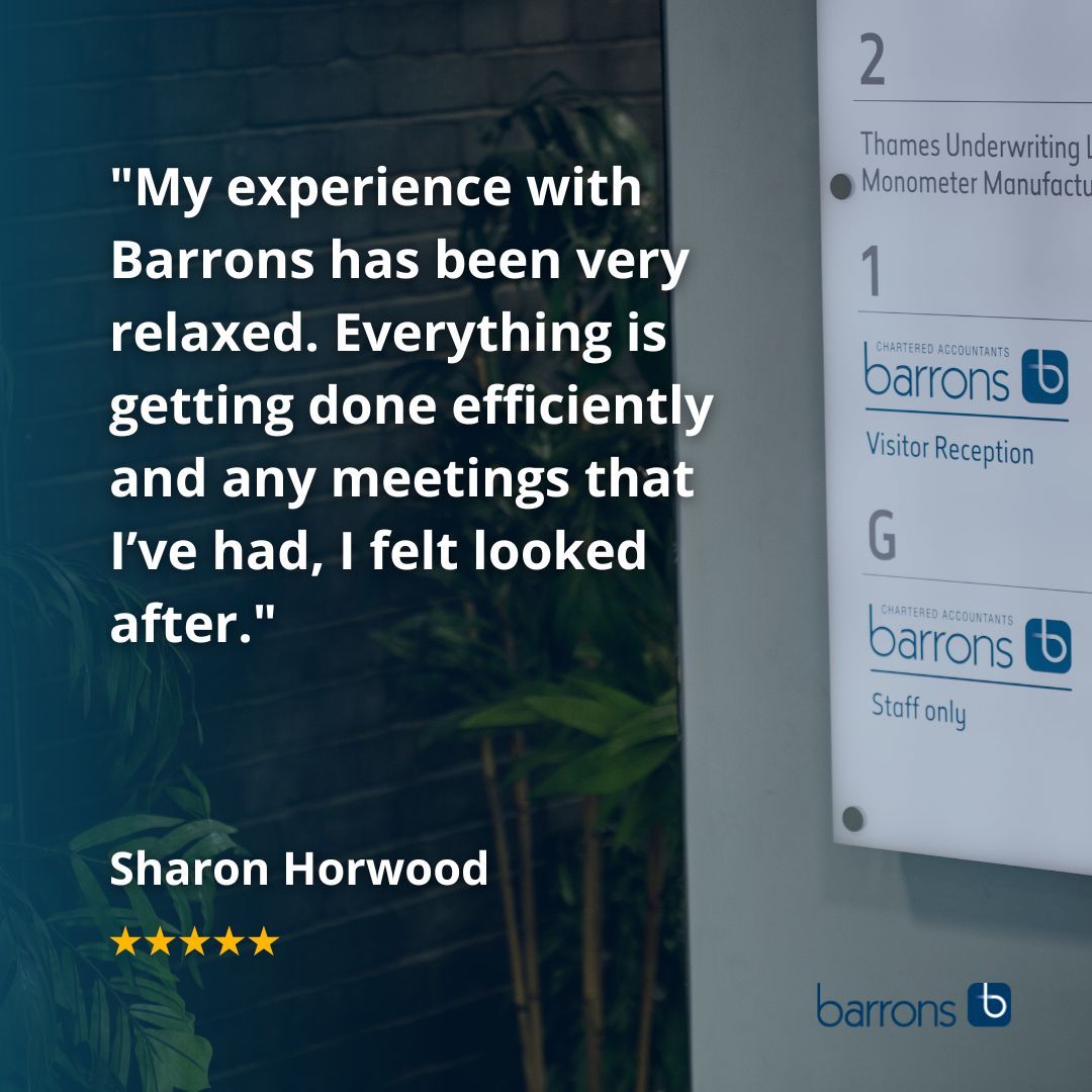 Barrons Leigh on Sea (@barrons_bds) on Twitter photo Testimonial Tuesday⭐
A wonderful review from one of our clients!
Get in touch today
Barrons Chartered Accountants
📞Telephone: 01702 481910
📧Email: mail@barrons-bds.com Testimonial Tuesday⭐
A wonderful review from one of our clients!
Get in touch today
Barrons Chartered Accountants
📞Telephone: 01702 481910
📧Email: mail@barrons-bds.com