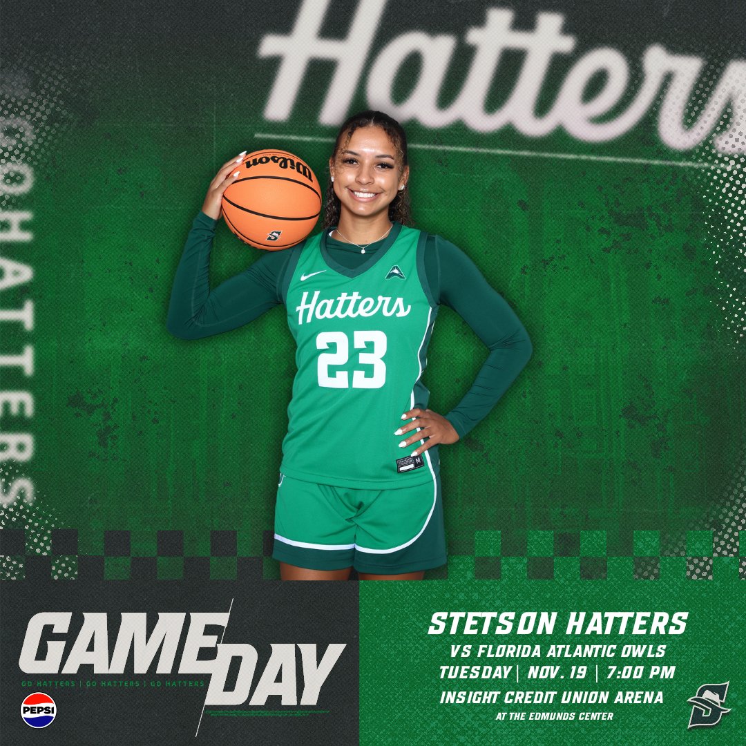 StetsonWBB (@stetsonwbb) on Twitter photo ๐ข๐๐น๐ ๐ถ๐ป ๐๐ต๐ฒ ๐ป๐ฒ๐๐. ๐๐ฎ๐๐๐ฒ๐ฟ๐ ๐ผ๐ป ๐๐ต๐ฒ ๐ต๐๐ป๐
๐ Florida Atlantic Owls
๐๏ธ Insight Credit Union Arena
๐ 7:00 PM
๐บ es.pn/48TPNgF
๐ bit.ly/3QD8gp2
๐๏ธ bit.ly/3UZPxXJ
Presented by Pepsi
#GoHatters | #DefendDeLand | <a href="/StetsonHatters/">Stetson Hatters</a> ๐ข๐๐น๐ ๐ถ๐ป ๐๐ต๐ฒ ๐ป๐ฒ๐๐. ๐๐ฎ๐๐๐ฒ๐ฟ๐ ๐ผ๐ป ๐๐ต๐ฒ ๐ต๐๐ป๐
๐ Florida Atlantic Owls
๐๏ธ Insight Credit Union Arena
๐ 7:00 PM
๐บ es.pn/48TPNgF
๐ bit.ly/3QD8gp2
๐๏ธ bit.ly/3UZPxXJ
Presented by Pepsi
#GoHatters | #DefendDeLand | <a href="/StetsonHatters/">Stetson Hatters</a>