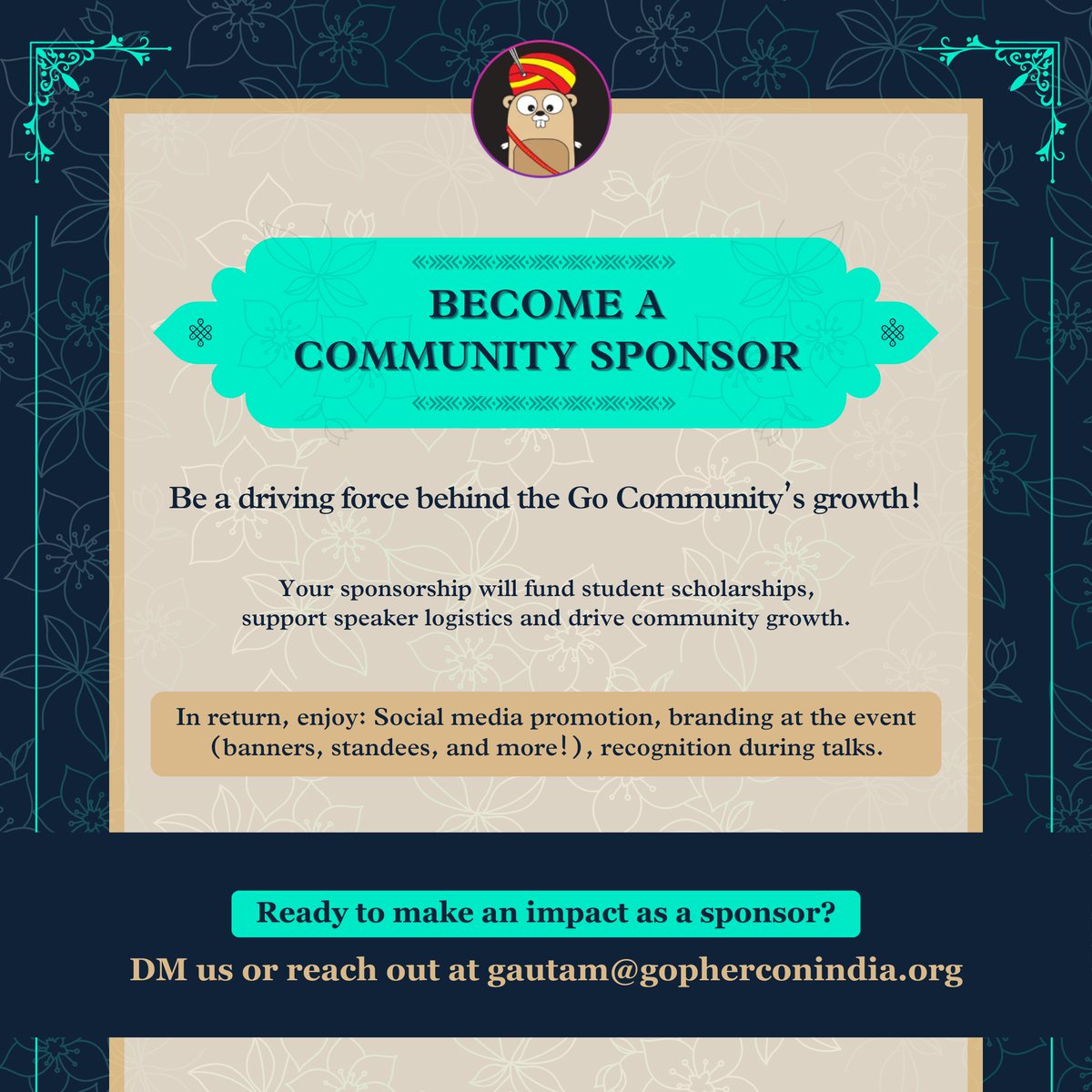 GopherConIndia's tweet image. Shape the future of Go community!

Partner with us as a community sponsor at #GopherConIndia2024 and help propel the Go Community forward.

Ready to make a difference? DM us or contact gautam@gopherconindia.org to become a sponsor! Let’s grow together. 

#GCI2024 #GopherConIndia
