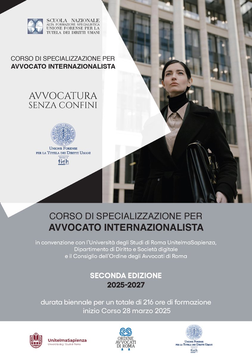 UFTDU's tweet photo. UNA FORMAZIONE LEGALE PER IL MONDO CHE CAMBIA
Partecipa al corso di specializzazione per "Avvocato in Diritto Internazionale"
#futurointernazionale
#formazione
#specializzazioni https://t.co/XeQ9xPHX33
