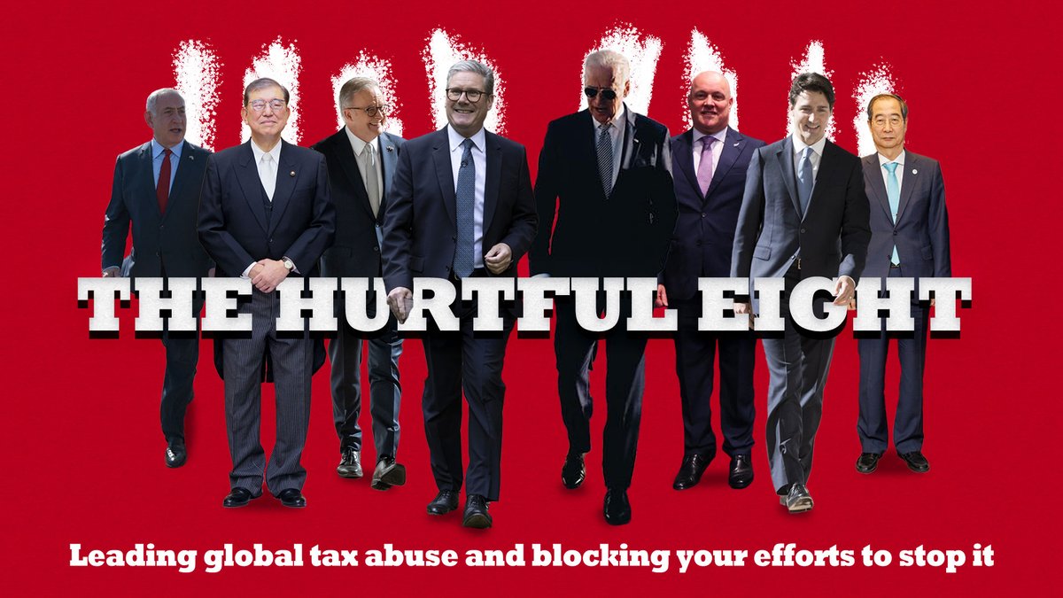 We're losing half a TRILLION dollars to tax havens a year. 

A large share of the blame for this falls on just 8 countries - aka the #HurtfulEight

The hurtful eight are the only countries still opposed to a #UNtaxConvention that can make global #TaxAbuse a thing of the past.