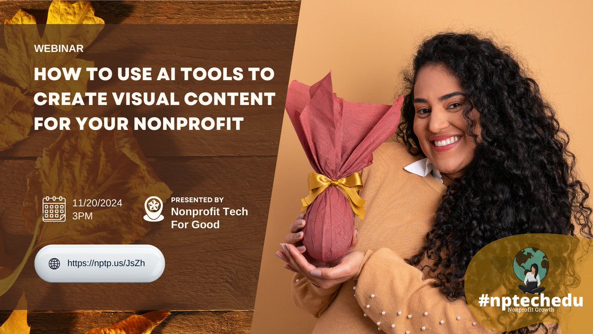 nptechedu (@nptechedu) on Twitter photo Tomorrow! Don't miss it! #nptechedu - How to Use AI Tools to Create Visual Content for Your Nonprofit ▹11/20 at 3PM◃ <a href="/nonprofitorgs/">Nonprofit Tech for Good</a> ⭑ nptp.us/JsZh ⭑ List of November events at nptp.us/KYlF Tomorrow! Don't miss it! #nptechedu - How to Use AI Tools to Create Visual Content for Your Nonprofit ▹11/20 at 3PM◃ <a href="/nonprofitorgs/">Nonprofit Tech for Good</a> ⭑ nptp.us/JsZh ⭑ List of November events at nptp.us/KYlF