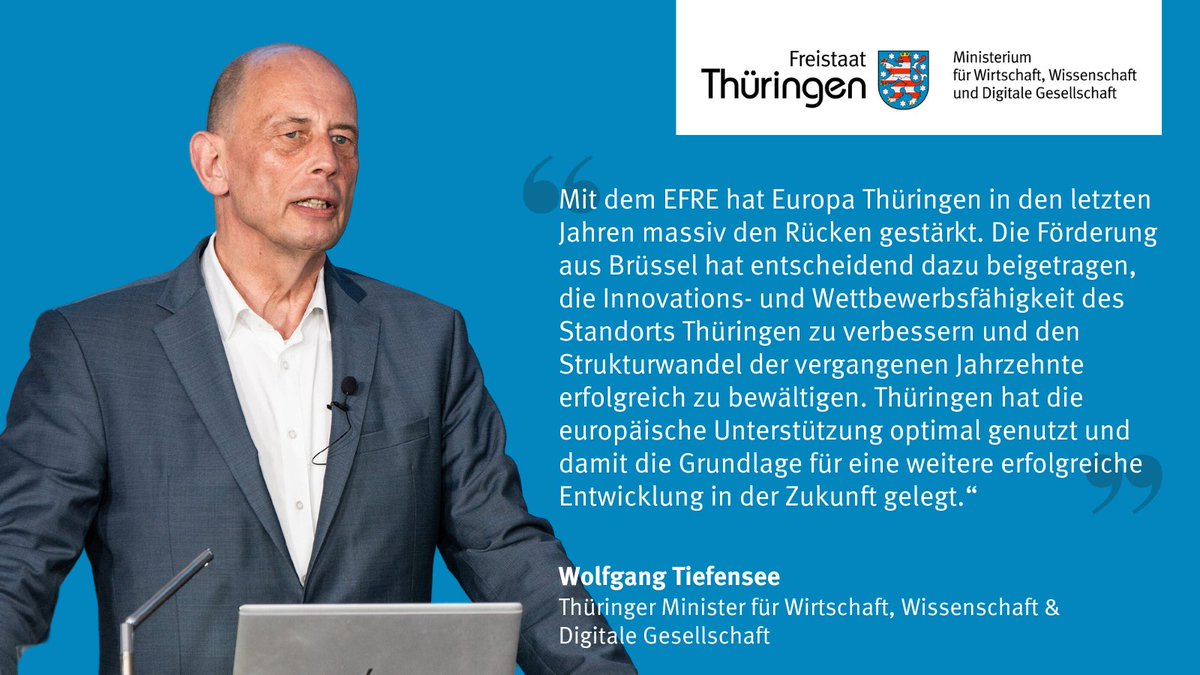 TMWLLR (@tmwllr_th) on Twitter photo Ergebnis der letzten EFRE-Förderperiode: Thüringen investiert 1,26 Mrd. €, um
✅ 5.000 Jobs zu schaffen
✅ 900 Forschungsprojekte zu unterstützen
✅ 846 Start-ups zu fördern
✅ CO₂ um 9.600 t/Jahr zu senken
✅ 59 Hochwasserschutzprojekte umzusetzen
👉 tinyurl.com/2v85uase Ergebnis der letzten EFRE-Förderperiode: Thüringen investiert 1,26 Mrd. €, um
✅ 5.000 Jobs zu schaffen
✅ 900 Forschungsprojekte zu unterstützen
✅ 846 Start-ups zu fördern
✅ CO₂ um 9.600 t/Jahr zu senken
✅ 59 Hochwasserschutzprojekte umzusetzen
👉 tinyurl.com/2v85uase