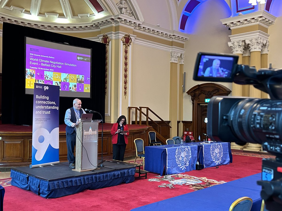 FocusAV1's tweet photo. #COP29 in Baku meets climate debate simulation event in #BelfastCityHall . @BCouncil_NI bringing young future leaders from all over Ireland to deliver this fab event #ClimateAction #britishcouncil @pfdoran https://t.co/rn4EJiEwtZ