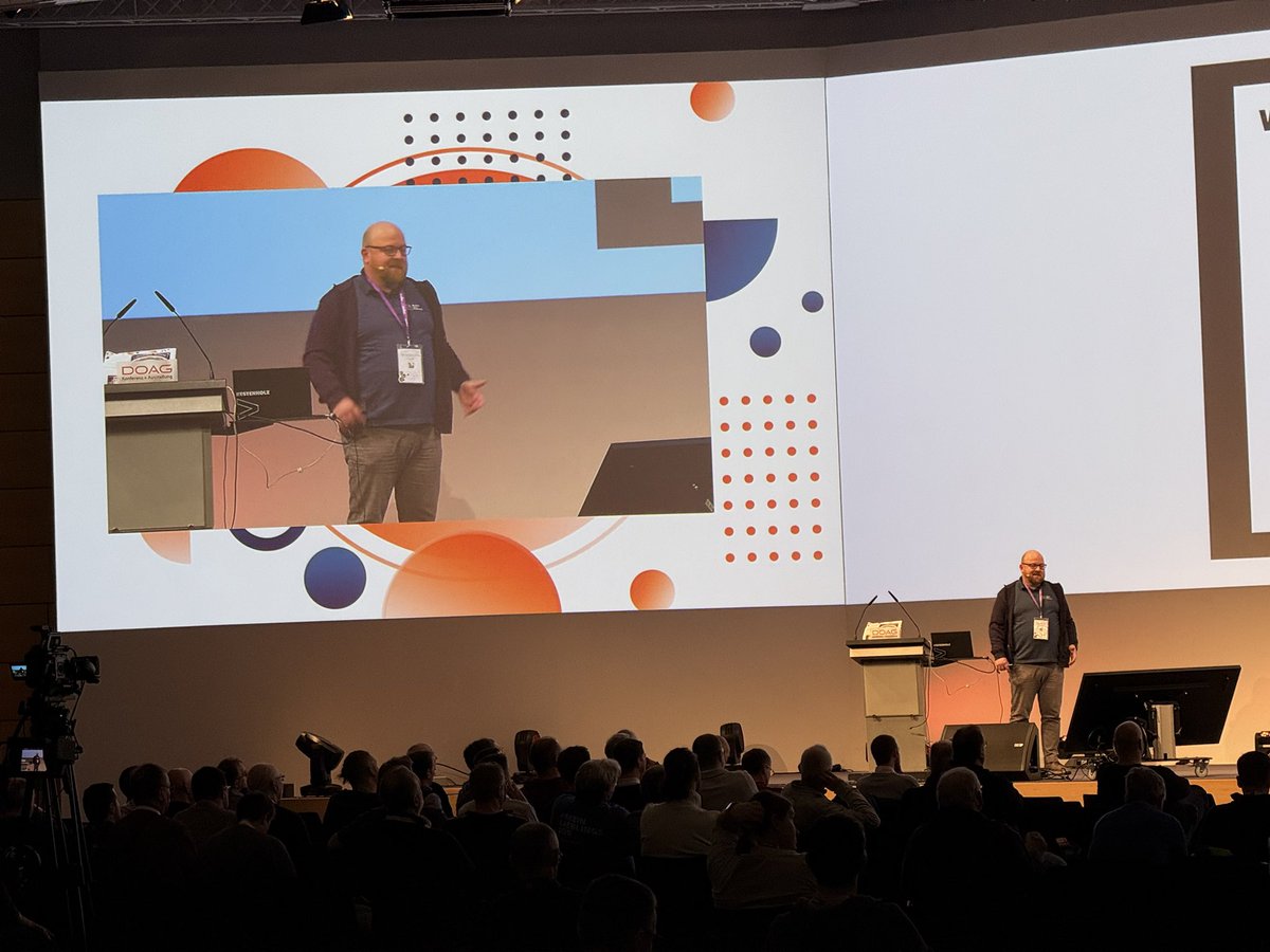 Stefan Oehrli (@stefanoehrli) on Twitter photo Last session of #DOAG2024 day 1 main stage for @martinberger_ch talking about <a href="/Docker/">Docker</a> / <a href="/Podman_io/">Podman</a> based <a href="/OracleDatabase/">Oracle Database</a> <a href="/oracleace/">Oracle ACE Program</a> <a href="/AccentureDACH/">Accenture DACH</a> Last session of #DOAG2024 day 1 main stage for @martinberger_ch talking about <a href="/Docker/">Docker</a> / <a href="/Podman_io/">Podman</a> based <a href="/OracleDatabase/">Oracle Database</a> <a href="/oracleace/">Oracle ACE Program</a> <a href="/AccentureDACH/">Accenture DACH</a>