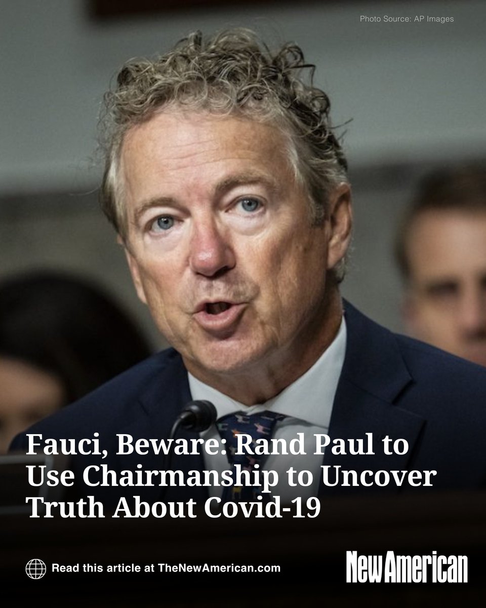 NewAmericanMag's tweet photo. ⚠️Warning to Dr. Anthony Fauci: In January, Senator Rand Paul (R-Ky.) is set to become chairman of the Senate Homeland Security Committee — and he’s coming after you.

Paul, who has been at odds with Fauci since the beginning of the #COVID19 pandemic, told the New York Post Wednesday that getting to the bottom of COVID-19 will be one of his top priorities as chairman.

“I chose to chair this committee over another because I believe that, for the health of our republic, Congress must stand up once again for its constitutional role,” Paul told the paper. “This committee’s mission of oversight and investigations is critical to Congress reasserting itself.”

“I think we’re on the cusp of, really, the beginning of uncovering what happened with Covid,” he added. Read the rest in the article ⬇️📰

@RandPaul
@DrTonyFauciMD 
@NYPost

#RandPaul #Fauci #AnthonyFauci #Senate #HomelandSecurity #NewYorkPost #TrendingNow #News #Trendingnews #TheNewAmericanMagazine #TheNewAmerican

See less