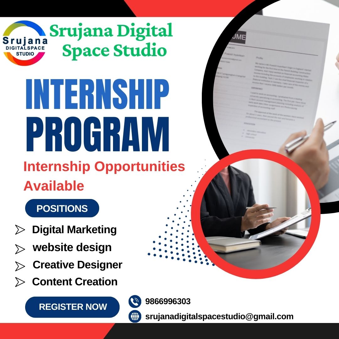 nagathrinadha's tweet photo. Internship Opportunities at #SRUJANA DGITAL SPACE STUDIO#
https://t.co/a2qZjENYAX 9-14- 5/1 Praveen plaza 
2nd floor, vip road, Vizag 
 jockey intl&amp; jawed habib showroom upstair
VIzag 530003
1. Digital Marketing
2. Website Development (Design, SEO)
4. Social Media Marketing https://t.co/GuewgwcFIO