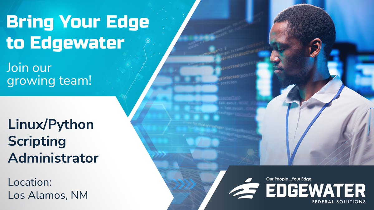 EdgewaterFed's tweet photo. #Edgewater is hiring a #Linux/Python Scripting Administrator to support a vital IT program in #LosAlamosNM. This role offers the opportunity to contribute to cutting-edge #technology and #nationalsecurity while working alongside an innovative team.
https://t.co/s5NrIhY9vl https://t.co/xp4VHQdhCU