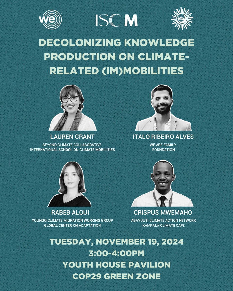 beyondclimateco's tweet photo. 🌍 Decolonizing Knowledge Production on Climate-Related (Im)mobilities at #COP29!

Together, we’ll explore evidence-based solutions through decolonial, feminist, and environmentally just approaches. 💡✨ https://t.co/HoX8V99a9V