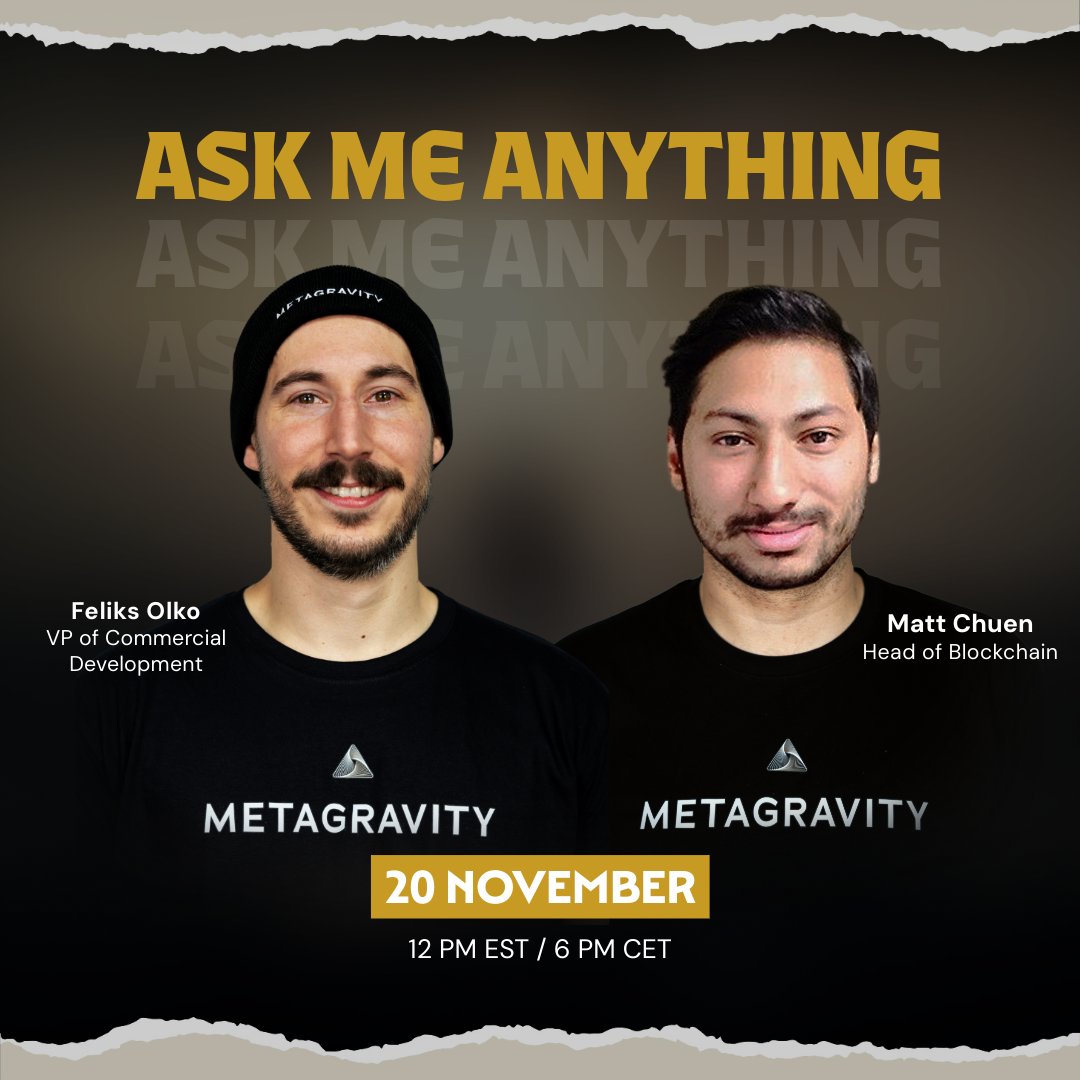 Edge of Chaos (@edgeofchaosgame) on Twitter photo Join us for our next Discord Community AMA this Wednesday! 🙌
We're hosting another session where <a href="/MetaGravity_/">MetaGravity</a>'s VP of Commercial Development, <a href="/Felixz_jpg/">FreakinFelix</a>, and Head of Blockchain, <a href="/MattehC/">mattehc.eth</a>, will share long-term visions for Edge of Chaos and the Ancients and answer questions Join us for our next Discord Community AMA this Wednesday! 🙌
We're hosting another session where <a href="/MetaGravity_/">MetaGravity</a>'s VP of Commercial Development, <a href="/Felixz_jpg/">FreakinFelix</a>, and Head of Blockchain, <a href="/MattehC/">mattehc.eth</a>, will share long-term visions for Edge of Chaos and the Ancients and answer questions