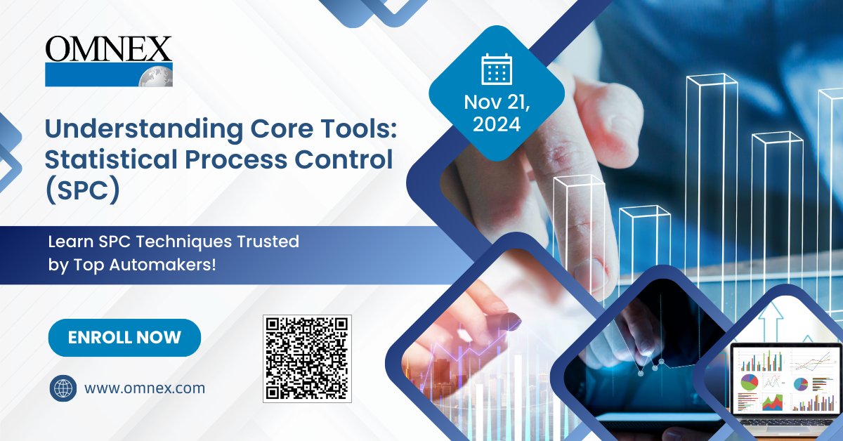 omnexglobal's tweet image. Achieve Process Stability—Join Omnex SPC Training Today!
Understanding Core Tools: Statistical Process Control (SPC)
Date: Nov 21-2024
Enroll Now: hubs.ly/Q02YHybQ0
#SPCtraining #statisticalprocesscontrol #qualitymanagement #continuousimprovement #processimprovement #SPC