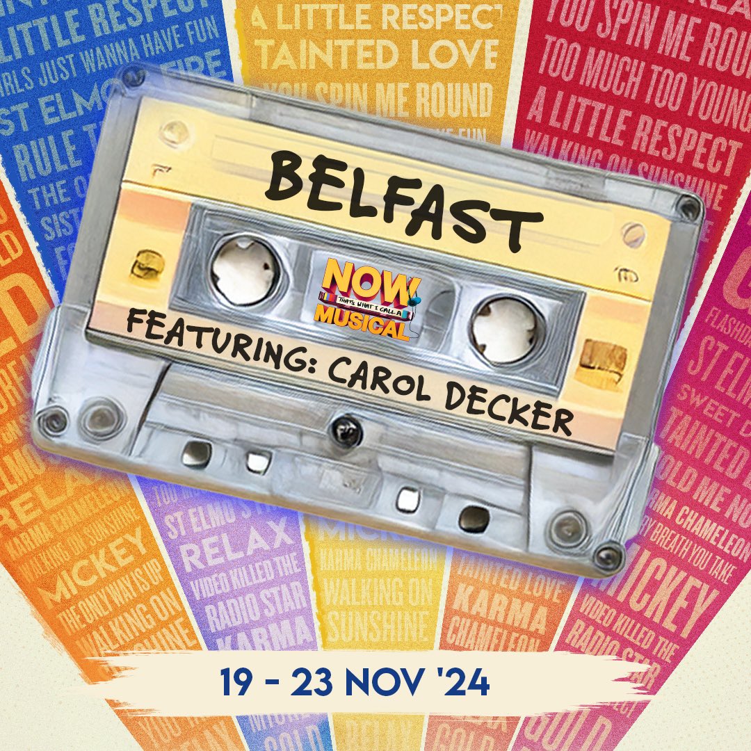 🎶 Now That’s What I Call a Musical…NEXT STOP: Belfast!

Prepare for a night filled with your favourite 80s hits, performed live by an incredible cast—including the legendary Carol Decker! 👏✨
 
Tickets are selling fast, so don’t miss out!