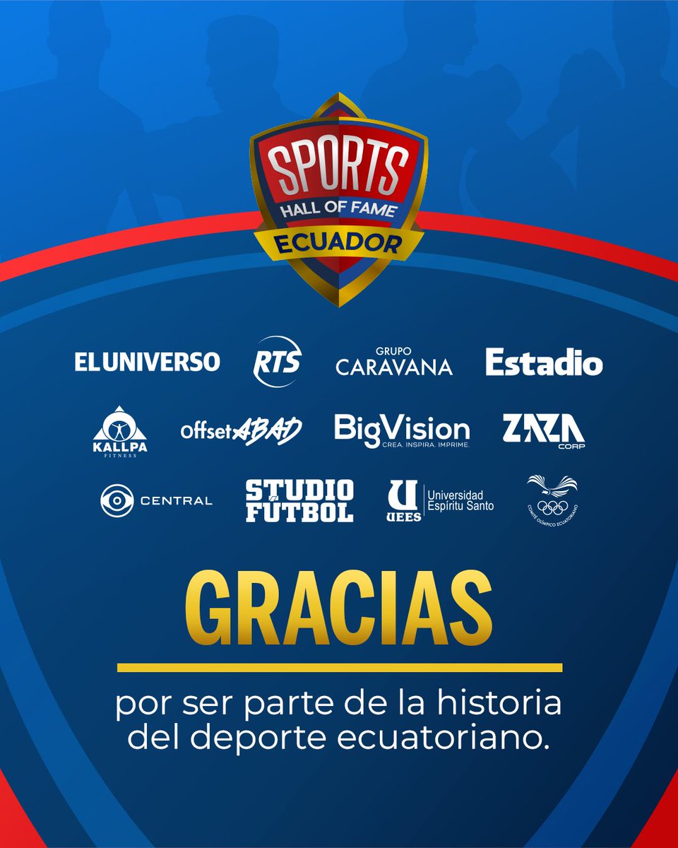 El deporte ecuatoriano crece cuando todos jugamos en el mismo equipo.✨

Gracias a nuestros auspiciantes por ser parte de Sports Hall of Fame Ecuador, el único reconocimiento que inmortaliza la vida y logros de los grandes contribuidores de la historia del deporte en nuestro