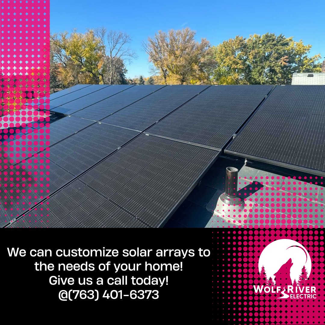 WolfRiverSolar's tweet image. At Wolf River Electric, we customize solar arrays to fit your home perfectly! 🌞 Ready to go solar? Visit wolfriverelectric.com and see how we can design the ideal system for your energy needs. ⚡ #GoSolar #WolfRiverElectric #CustomSolar #EnergySavings #CleanEnergy
