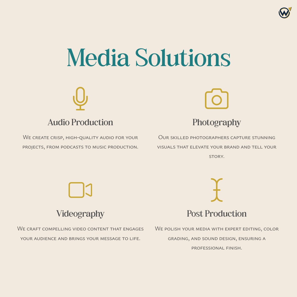 WDISolutions's tweet image. Our media team delivers professional quality every time, so that you can tell your business's story right the first time