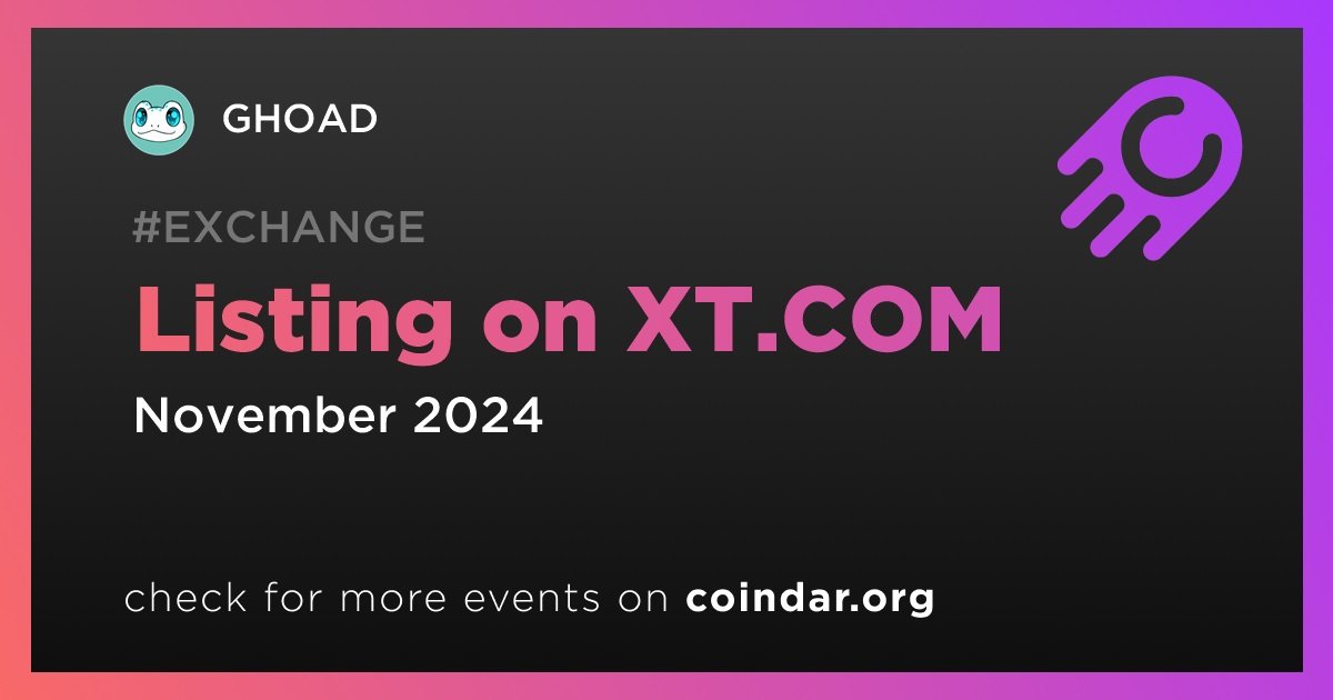 <a href="/XTexchange/">XT Exchange 🚀 #XTurns7</a> <a href="/GhoadCoin/">GHOAD 👻🐸</a> 🗓️ GHOAD event has been added to Coindar: 

coindar.org/en/event/ghoad…

✅ Vote for an event to bring it to the top!

🗞️ Check out the media about GHOAD: coindar.org/en/coin/ghoad