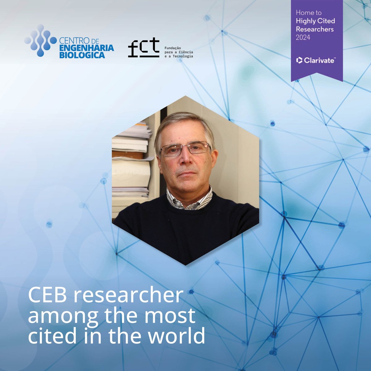 cebuminho's tweet image. José António Teixeira, a #researcher at CEB, is among the most #cited scientists in the #world!
The position was confirmed today through the prestigious Highly Cited Researchers 2024 list, compiled by the US-based consulting firm @Clarivate  Analytics.