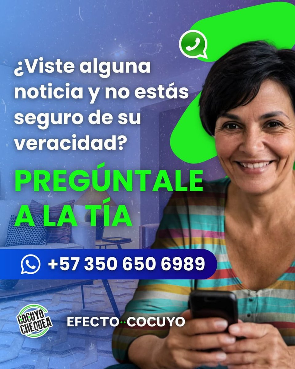 La Tía tiene algo decirles.. 😅

Reenvíaselo a tu amig@/ tí@/ abuel@ o conocid@ que también envía cadenas de dudosa procedencia 🤭

¿Tienes alguna cadena, texto o video que quieras confirmar? ¡Envíasela a #LaTíadeWhatsApp! bit.ly/3CiWLPT