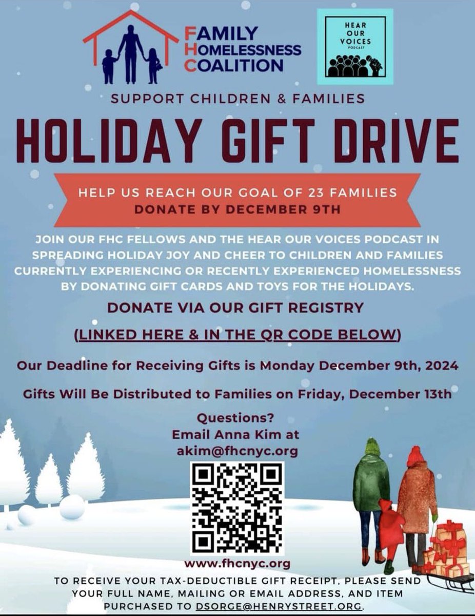 HOLIDAY GIFT DRIVE
HELP US REACH OUR GOAL OF 23 FAMILIES

BY DONATING GIFT CARDS AND TOYS FOR THE HOLIDAYS.

Our Deadline for Receiving Gifts is Monday December 9th, 2024
Gifts Will Be Distributed to Families on Friday, December 13th #giftdrive #childrengifts