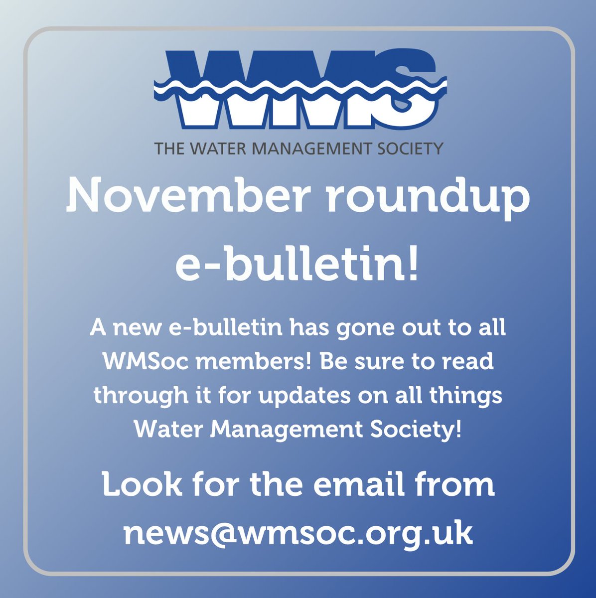 WMSoc1's tweet image. A November #Roundup e-bulletin has gone out to all WMSoc members!

Be sure to give it a #read to see new #updates on #events, #membership, #training, and more!