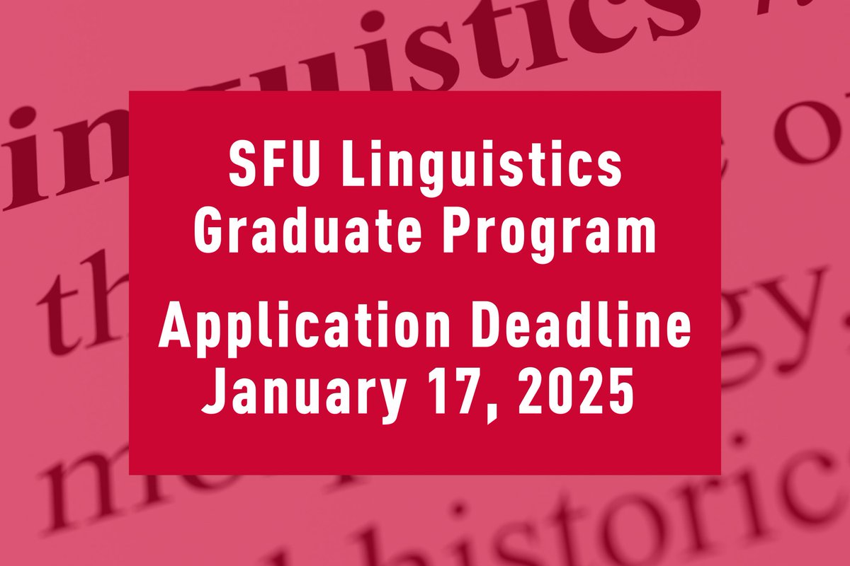 Applications are now open for the Graduate Program at SFU Linguistics. Prospective MA and PhD students are invited to apply. For details on application requirements and info on which faculty members are accepting applicants, tap here: sfu.ca/linguistics/gr…