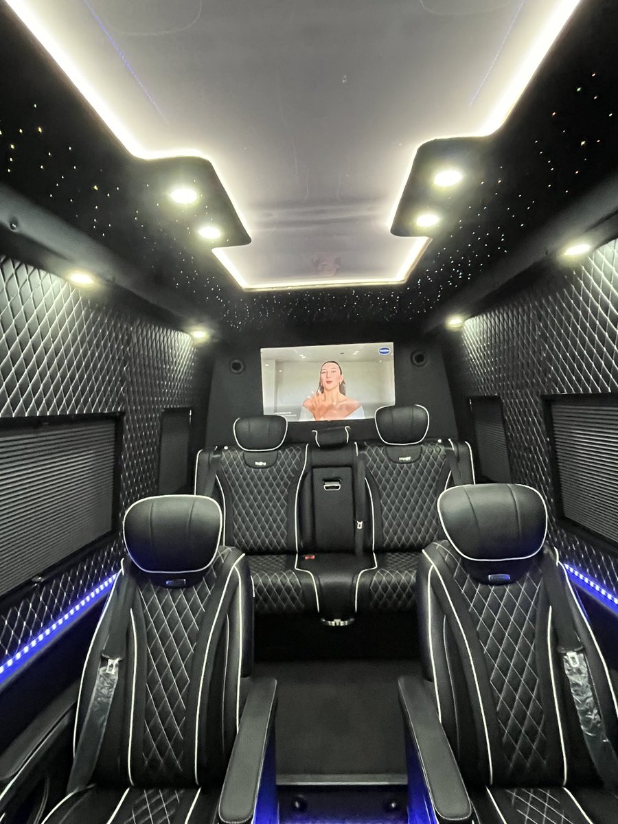 Available all over the UK. 

Full leather captain seats
•Heated
•Cool
•Massage
•Recline
•Fold Out Tables
2 X TV’s
Bose Sound System
Wi-Fi 
Starlight Ceiling
Full Privacy Blinds
Boot Space