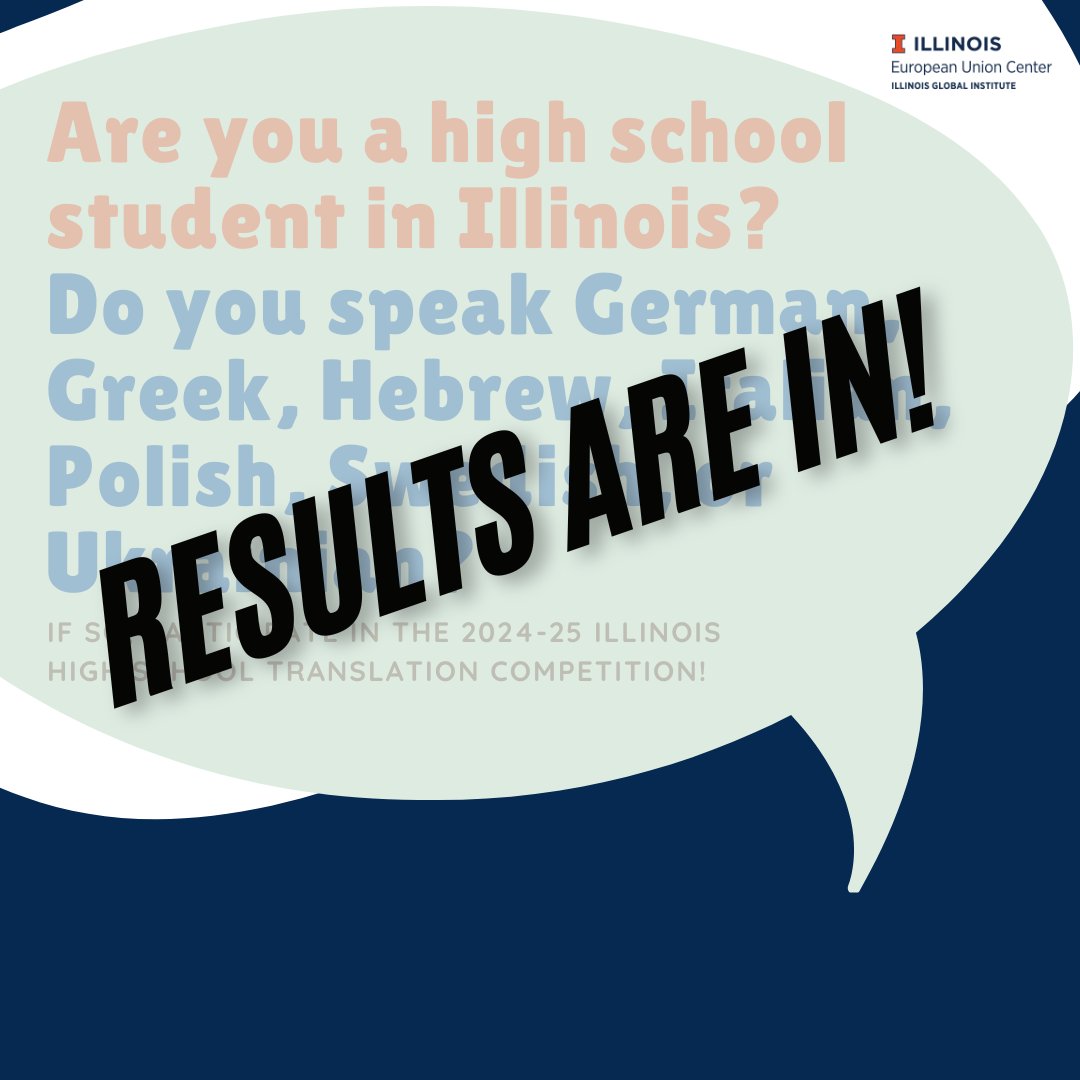 The European Union Center is excited to announce the results of the 2024-25 Illinois High School Translation Competition: europe.illinois.edu/news/2024-11-1…. Fifty-seven students from 30 schools in Illinois participated this year. Thank you to all of the students and to our judges!