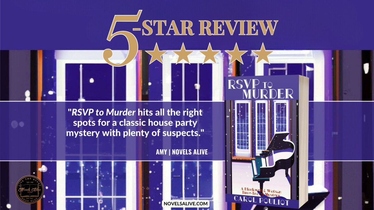 #RSVPtoMurder by #CarolPouliot ' hits all the right spots for a classic house party mystery with plenty of suspects.' - <a href="/NovelsAlive/">Novels Alive</a>

#BookReview #TraditionalMystery #BookRecommendation #HolidayMystery #LevelBestBooks #MysteryNovel #CozyMystery 

bit.ly/3REQdAp
