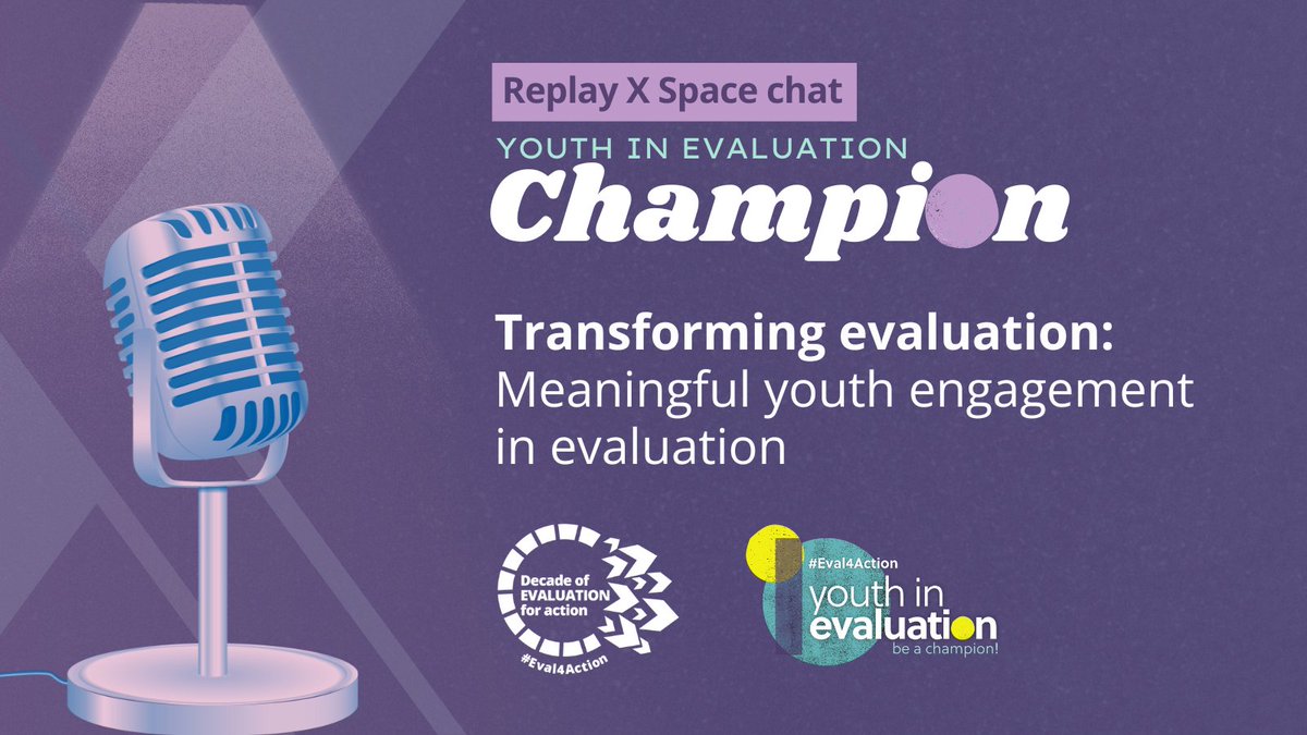 UNFPA Independent Evaluation Office (@unfpa_eval) on Twitter photo X Space chat with Youth in Evaluation champions just wrapped up. Thank you for tuning in!
Missed the dialogue on transforming evaluation by advancing meaningful engagement of youth in #evaluation?
Catch the replay🔽
x.com/i/spaces/1YqJD…
#Eval4Action X Space chat with Youth in Evaluation champions just wrapped up. Thank you for tuning in!
Missed the dialogue on transforming evaluation by advancing meaningful engagement of youth in #evaluation?
Catch the replay🔽
x.com/i/spaces/1YqJD…
#Eval4Action