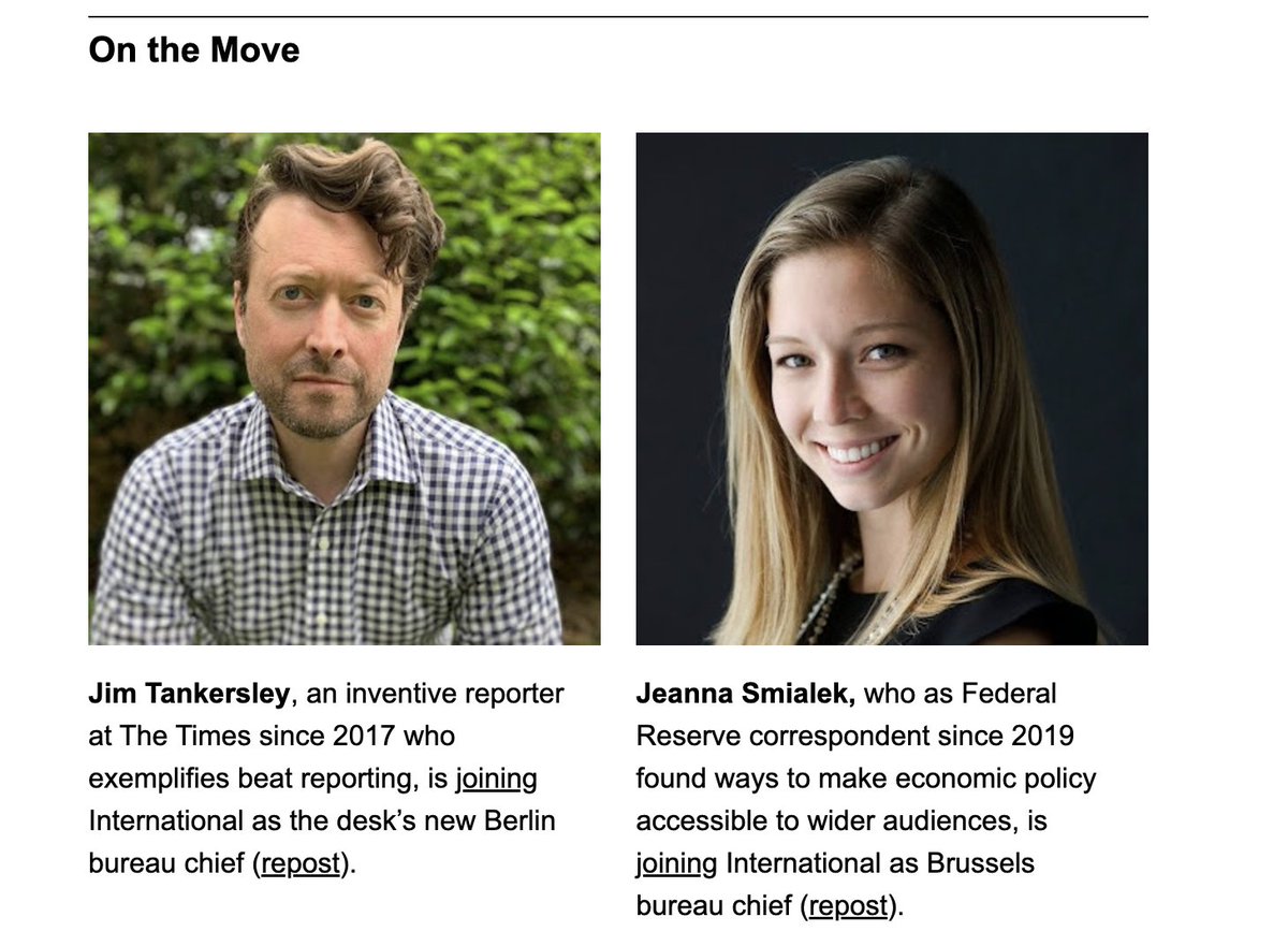 Deborah B. Solomon (@deborah_solomon) on Twitter photo This must be what it feels like when your kids go to college. But great news for <a href="/jeannasmialek/">Jeanna Smialek</a> <a href="/jimtankersley/">Jim Tankersley</a> who will bring their incredible drive and big brains to the international desk. Don't forget to write home! š This must be what it feels like when your kids go to college. But great news for <a href="/jeannasmialek/">Jeanna Smialek</a> <a href="/jimtankersley/">Jim Tankersley</a> who will bring their incredible drive and big brains to the international desk. Don't forget to write home! š