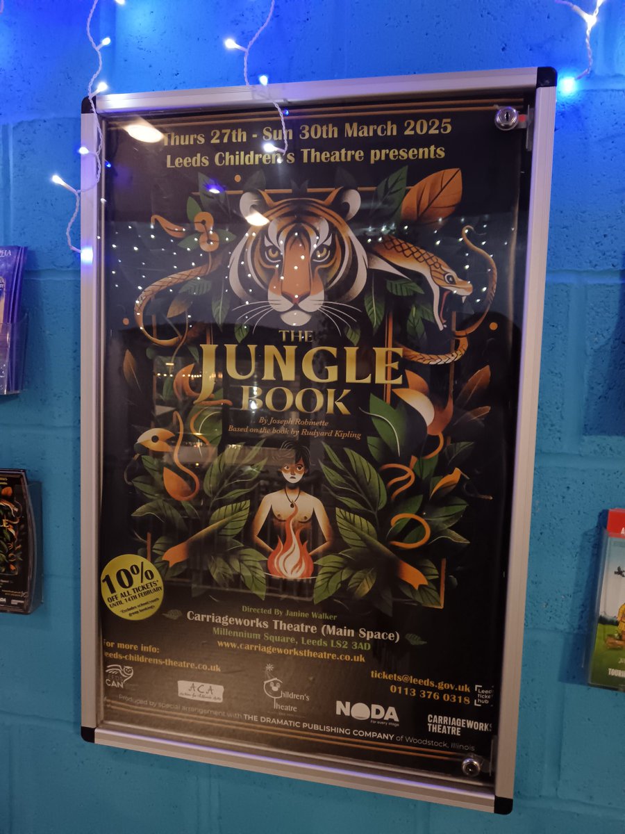 The big poster is up at the Carriageworks for 
THE JUNGLE BOOK. Yay!  And lots of Christmas lights ❄️
Just in time for the Panto which opens soon! Beauty and The Beast!  
Have you got your tickets?
(For both!? ☺️)
<a href="/carriageworks_/">Carriageworks Theatre</a> #Leeds #theatre