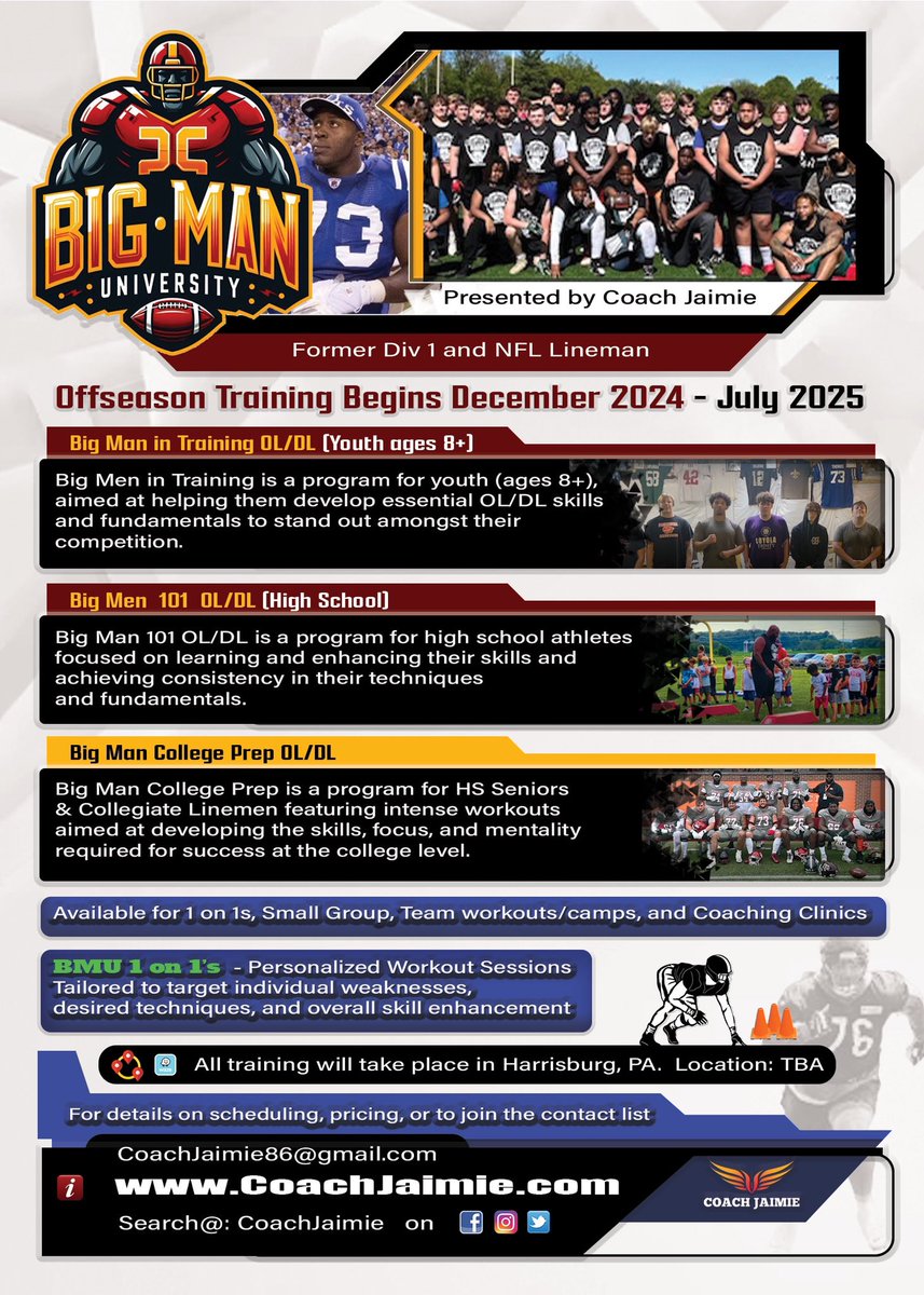 Training schedule for the month of December is out.  If you want to be added to the contact list email me at CoachJaimie86@gmail.com or go follow the Coach Jaimie facebook page.