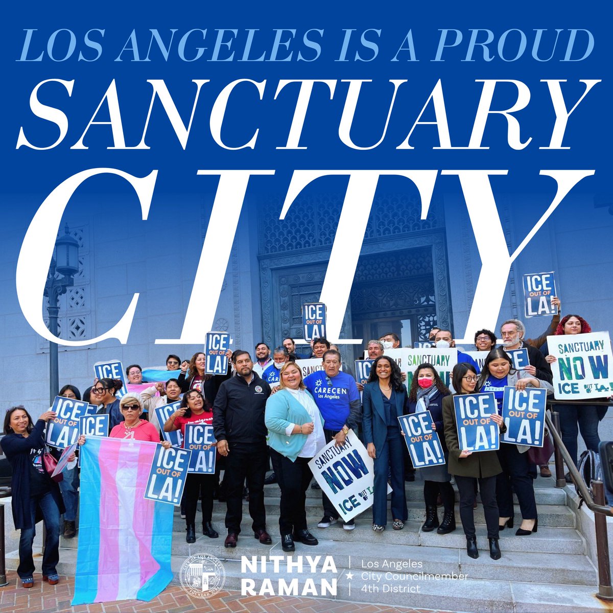 Today, Council unanimously voted to establish the City of Los Angeles as a “Sanctuary City,” effectively prohibiting any City resources, including property or personnel, from being utilized for any immigration enforcement. (🧵)