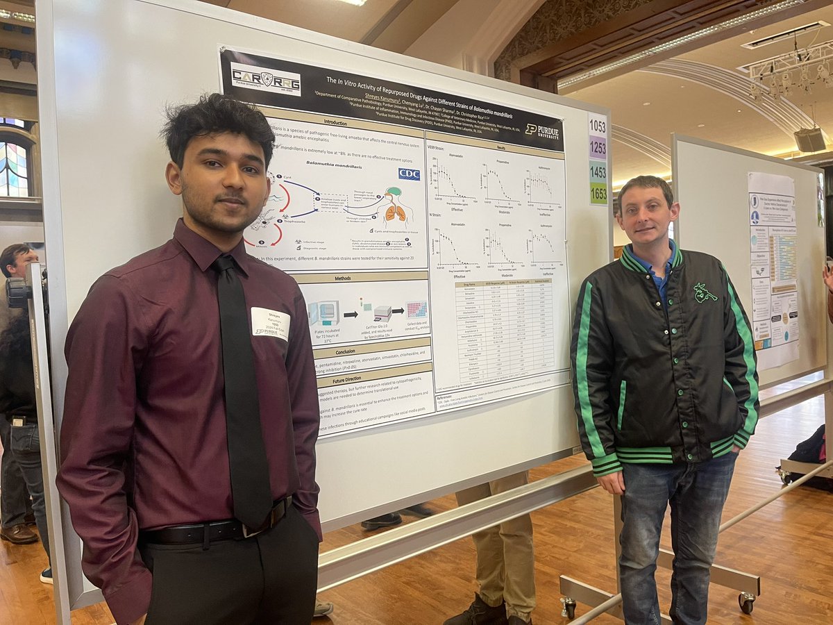 Rice Research Group ๐ด๓ ง๓ ข๓ ณ๓ ฃ๓ ด๓ ฟโ๏ธ๐บ๐ธ (@riceamoebalab) on Twitter photo Shreyes Kanumuru, a talented undergraduate researcher, in the Rice Research Group presented his UG research at <a href="/LifeAtPurdue/">Purdue University</a> Fall Expo today! He found many of the recommended therapies are ineffective against several strains of Balamuthia and that newer drugs are urgently needed! Shreyes Kanumuru, a talented undergraduate researcher, in the Rice Research Group presented his UG research at <a href="/LifeAtPurdue/">Purdue University</a> Fall Expo today! He found many of the recommended therapies are ineffective against several strains of Balamuthia and that newer drugs are urgently needed!