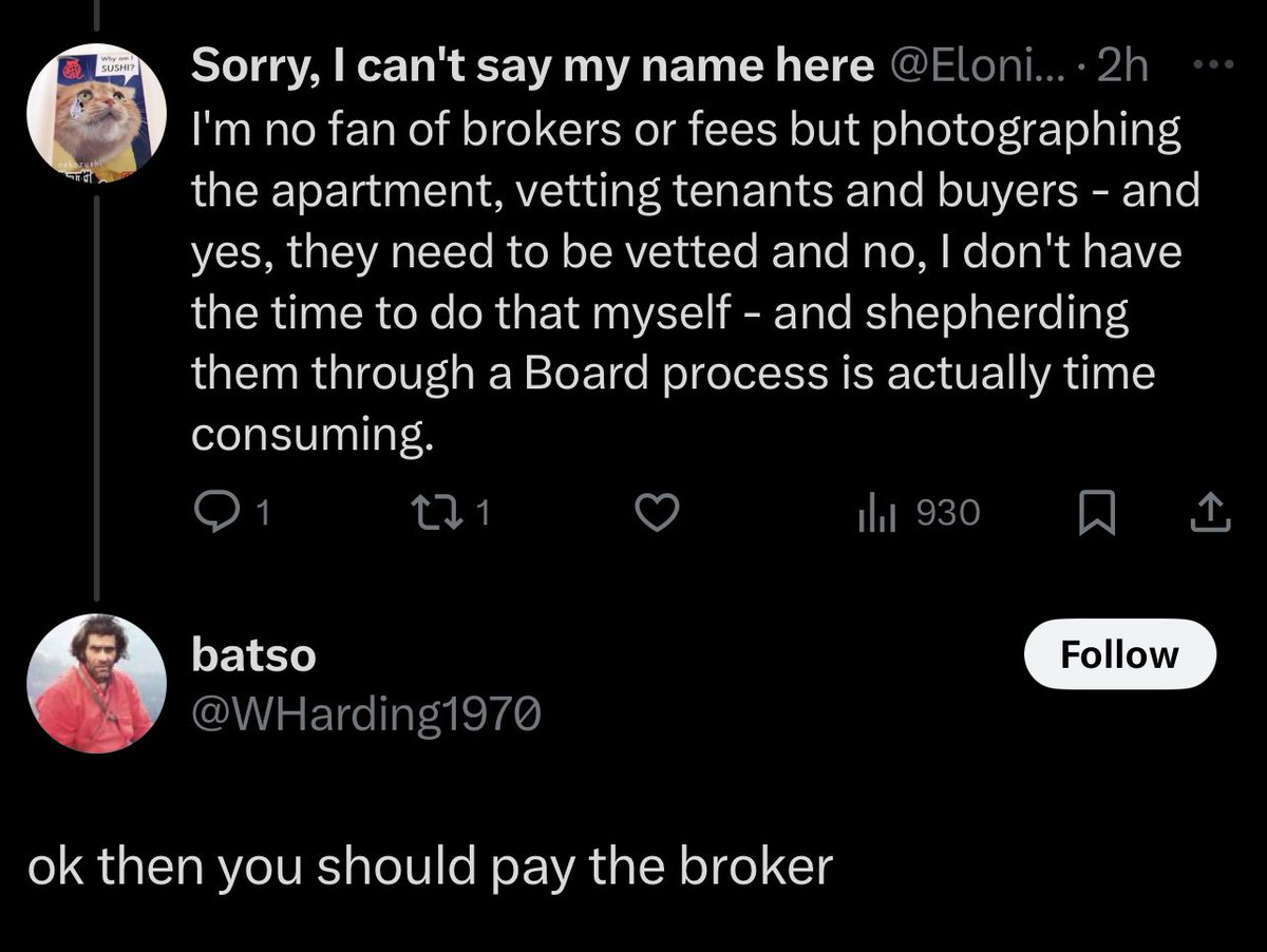 aaronAcarr's tweet image. A perfect response to the landlords who are upset about NYC’s recent elimination of forced tenant-paid broker fees: If you love them so much, pay for them.