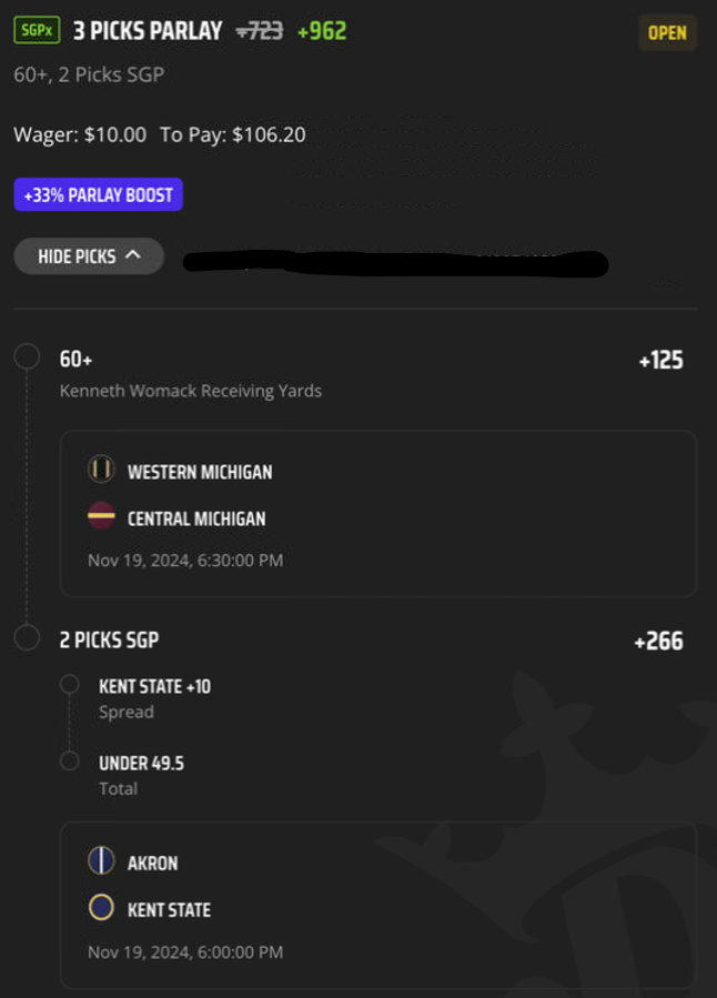 EdgePlayBook's tweet photo. #BetInPublic #SteadyEdge we have a cool 33% Profit boost for tonight #CollegeFootball action. Fair odd for this play is just +700, giving it almost 33% EV #GamblingX #EVBetting #KennethWomack #KentState https://t.co/GIBOsUfzZM