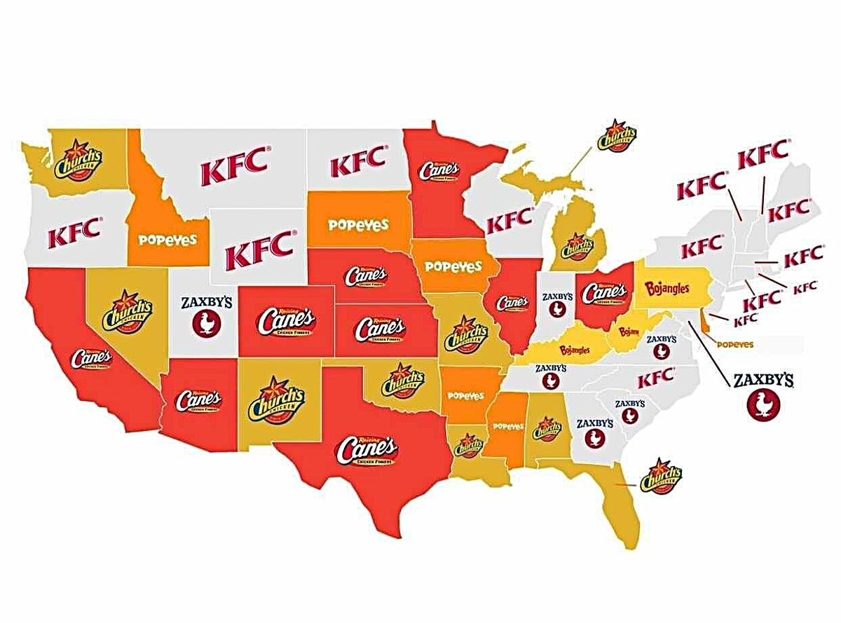 Most Popular Fried Chicken in Each State