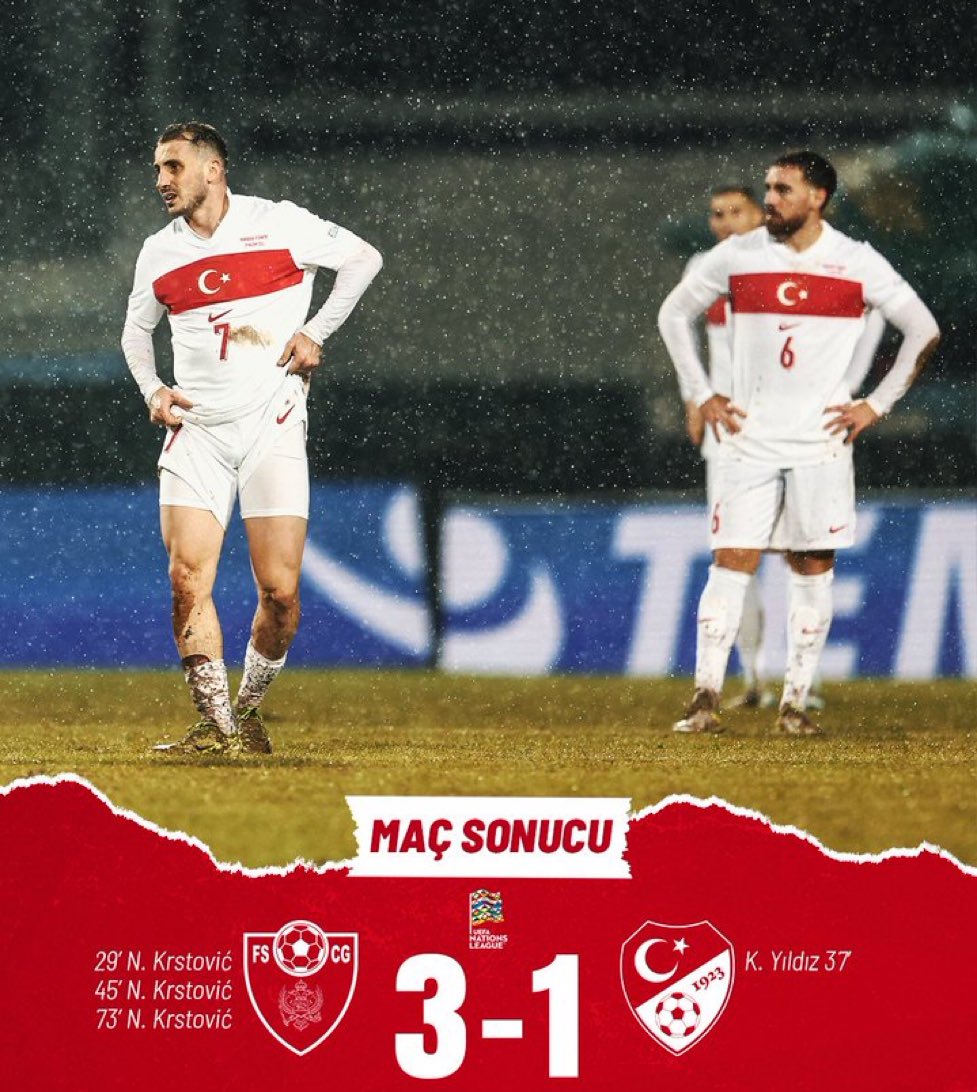 soylentihaber's tweet image. MS | Karadağ 3-1 Türkiye #MNETUR