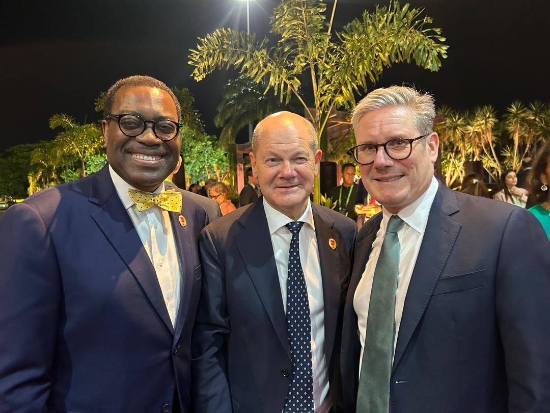 Akinwumi A. Adesina (@akin_adesina) on Twitter photo Great partners with Africa: With Chancellor Olaf Scholz of Germany @Bundeskanzler and UK Prime Minister <a href="/Keir_Starmer/">Keir Starmer</a> at G20 Leaders’ Summit in Rio, Brazil. Thank you for the exceptional support of Germany 🇩🇪and the UK 🇬🇧to the <a href="/AfDB_Group/">African Development Bank Group</a>. Great partners with Africa: With Chancellor Olaf Scholz of Germany @Bundeskanzler and UK Prime Minister <a href="/Keir_Starmer/">Keir Starmer</a> at G20 Leaders’ Summit in Rio, Brazil. Thank you for the exceptional support of Germany 🇩🇪and the UK 🇬🇧to the <a href="/AfDB_Group/">African Development Bank Group</a>. 