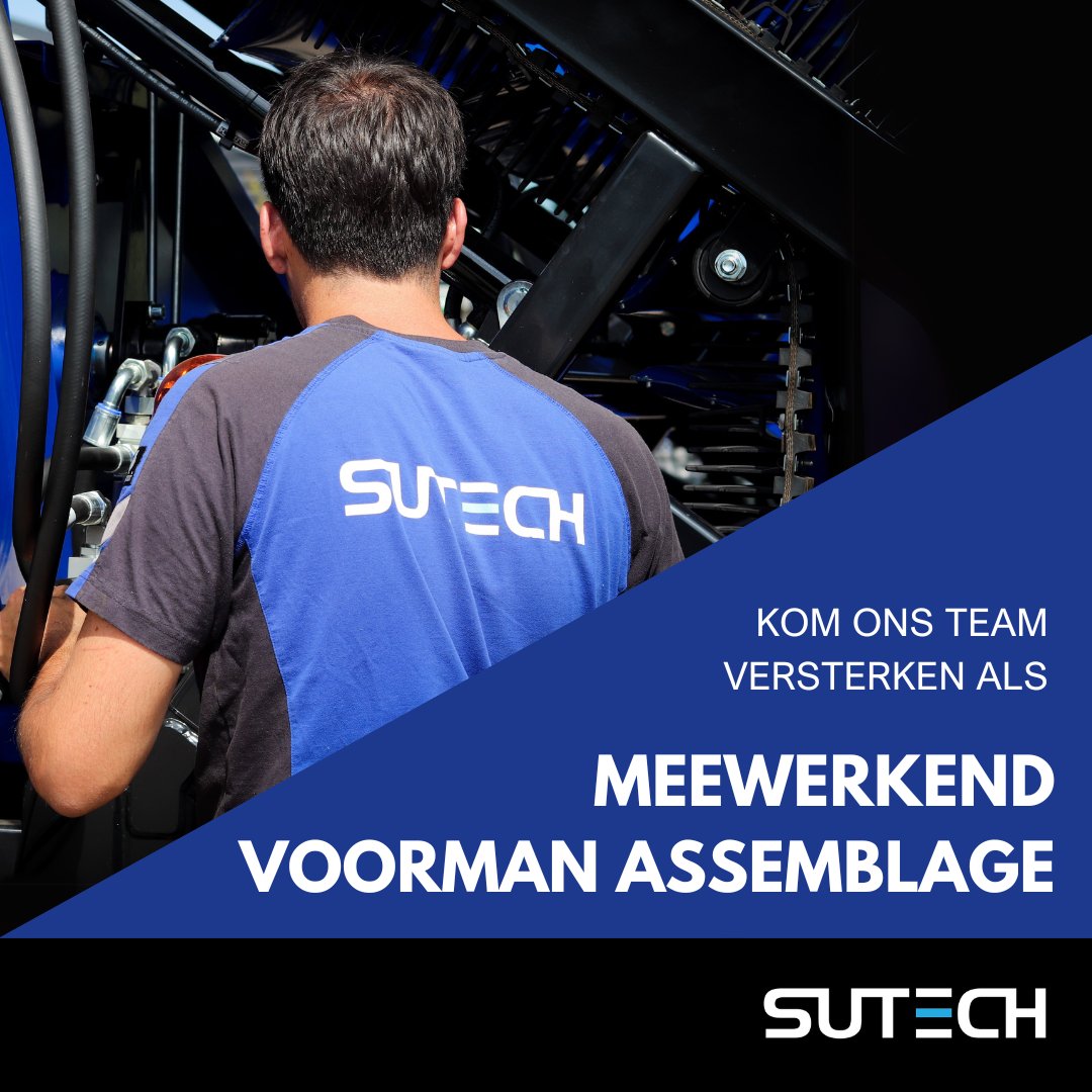 SUTechniek's tweet image. Wij zijn op zoek naar versterking!

Heb jij ervaring in de machinebouw en passie voor landbouw?🚜 Dan hebben wij een leuke functie voor jou als 𝐌𝐞𝐞𝐰𝐞𝐫𝐤𝐞𝐧𝐝 𝐕𝐨𝐨𝐫𝐦𝐚𝐧 𝐀𝐬𝐬𝐞𝐦𝐛𝐥𝐚𝐠𝐞.

⌚ 32 - 28 uur per week
💰 € 2.500 - 3.800 p/m

&amp;gt; nl.indeed.com/jobs?q=sutech&amp;amp;…