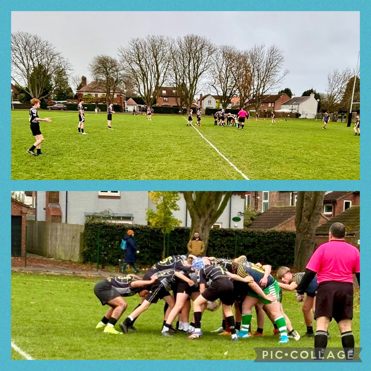 Year 9 <a href="/bevgrammar/">Beverley Grammar</a> rugby league team in action today at home against a strong <a href="/HoltbyWinifred/">Winifred Holtby</a> team.  Well done Grammar on a hard fought victory and thanks to our opposition for a great game 🏉⚫️⚪️
