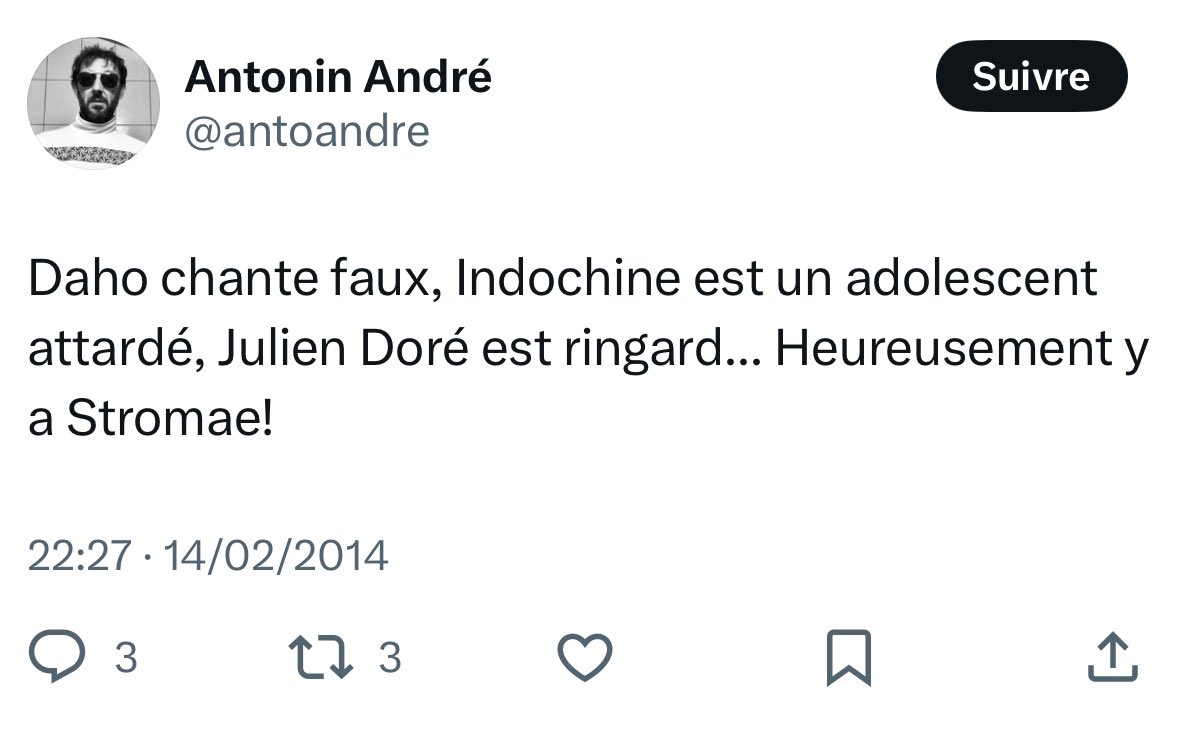<a href="/jdoreofficiel/">Golden Julien</a> Si il est autant expert en musique qu en politique ! courage à ses employeurs