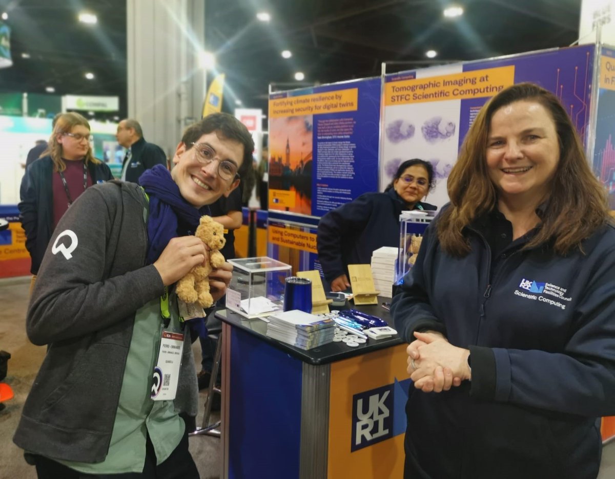 SciComp_STFC (@scicomp_stfc) on Twitter photo We have our first winner! Congratulations to Emerian Pierre from Quandela whose name was first out of the box. He is pictured at <a href="/STFC_Matters/">Science and Technology Facilities Council</a> booth #4331 with his collectable little Steiff Bear prize, presented by Marion Samler.
#SC24, <a href="/HartreeCentre/">Hartree Centre</a>, <a href="/nqcc_official/">National Quantum Computing Centre</a> We have our first winner! Congratulations to Emerian Pierre from Quandela whose name was first out of the box. He is pictured at <a href="/STFC_Matters/">Science and Technology Facilities Council</a> booth #4331 with his collectable little Steiff Bear prize, presented by Marion Samler.
#SC24, <a href="/HartreeCentre/">Hartree Centre</a>, <a href="/nqcc_official/">National Quantum Computing Centre</a>