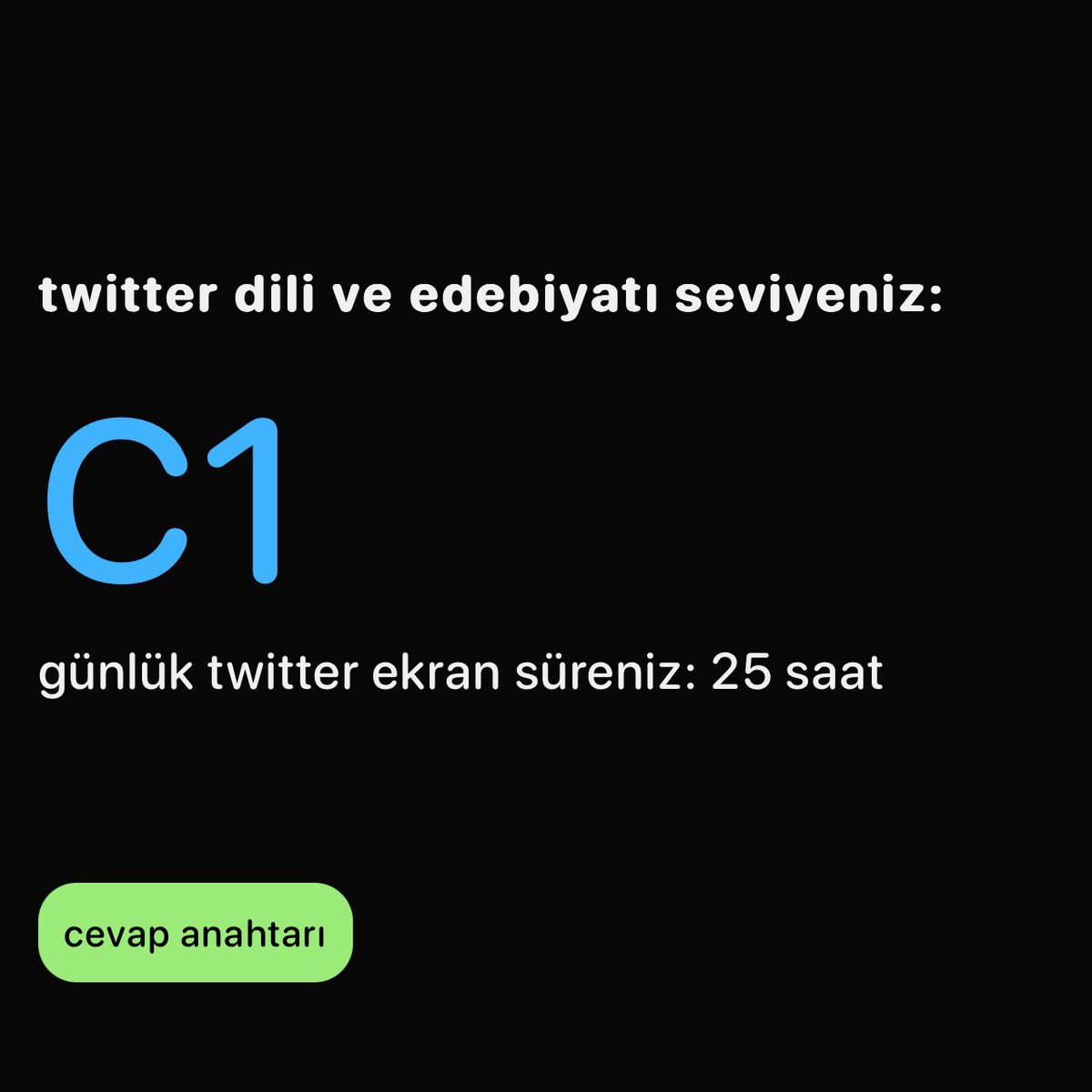 Değerli takipçilerim, C1 seviye twitter dili ve edebiyatı sertifikası almaya hak kazanmış olduğumu duyurmaktan mutluluk duyarım.