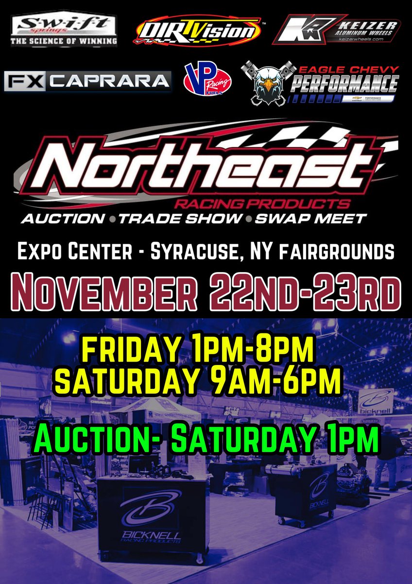 💥𝙏𝙃𝙄𝙎 𝙒𝙀𝙀𝙆𝙀𝙉𝘿: Visit us in Syracuse at the Northeast Racing Products Auction &amp; Trade Show Friday and Saturday. Season passes, memberships, <a href="/racer_cup/">American Racer Cup</a> entries, merchandise and a tentative 2025 schedule will be available.