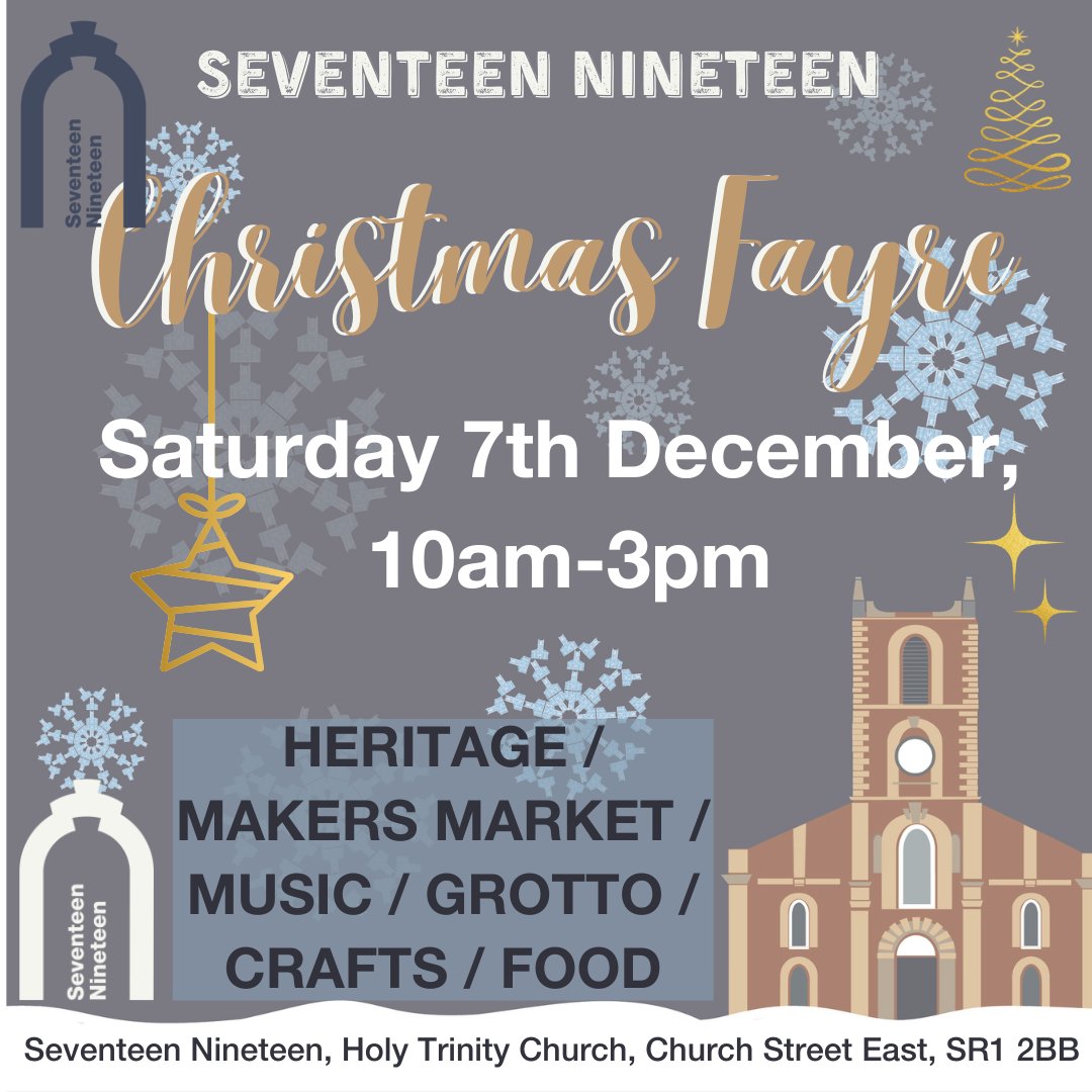 Join us at Seventeen Nineteen on 𝗦𝗮𝘁𝘂𝗿𝗱𝗮𝘆, 𝟳𝘁𝗵 𝗗𝗲𝗰𝗲𝗺𝗯𝗲𝗿, for another fantastic Christmas Fayre! 🎄✨

Immerse yourself in the festive atmosphere. Enjoy wonderful festive music as you explore a variety of stalls &amp; grotto tinyurl.com/Christmas-fayre