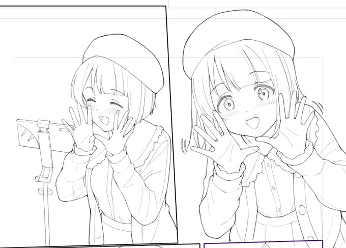 描いてる途中のかすみん本原稿 