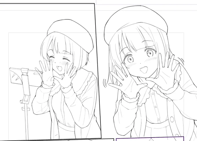 描いてる途中のかすみん本原稿 