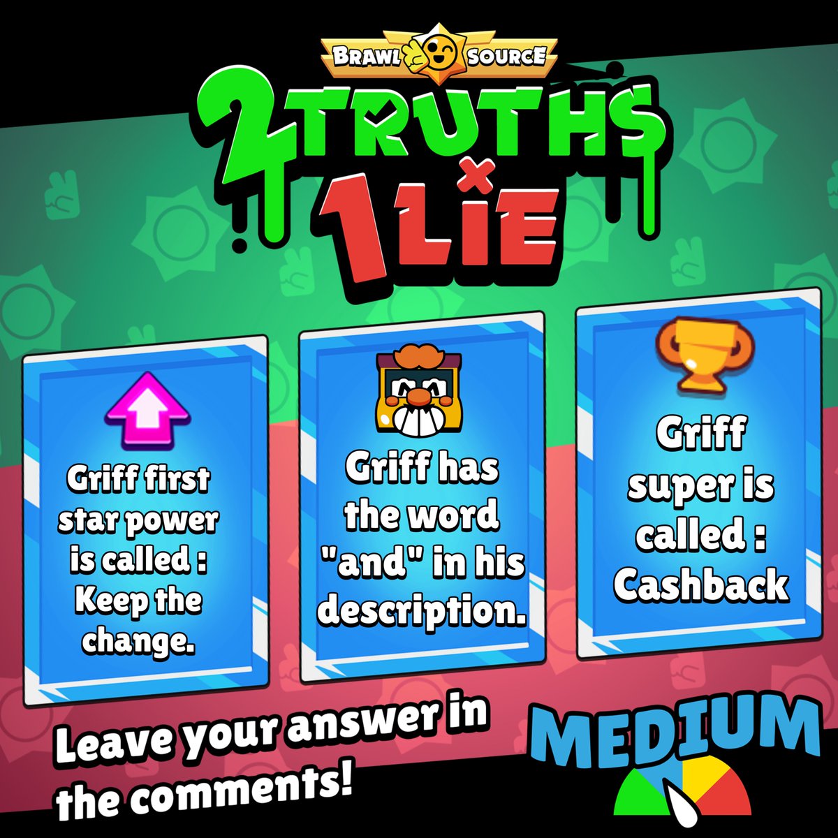 🌟 2 TRUTHS &amp; 1 LIE DAY 6 🌟

Last post's lie was the middle one, it was early December, not Late December 👀

Guess which one is the lie! ✨️

#BrawlStars #Supercell #Quiz